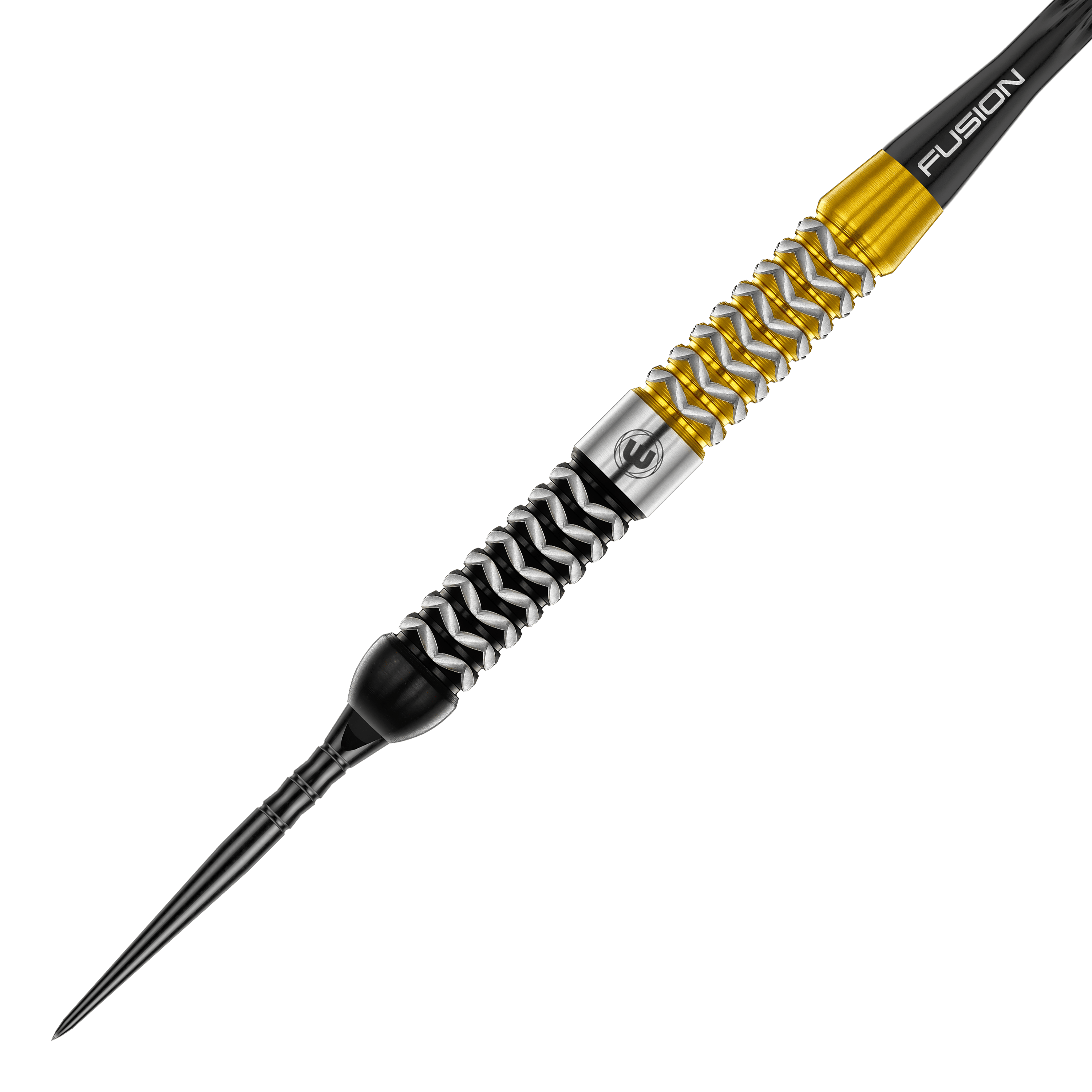Auf dem Foto sieht man die Winmau Exion Parallel Switch Point Steeldarts aus einer anderen Perspektive. Sie zeichnen sich durch ihr modernes Design aus.