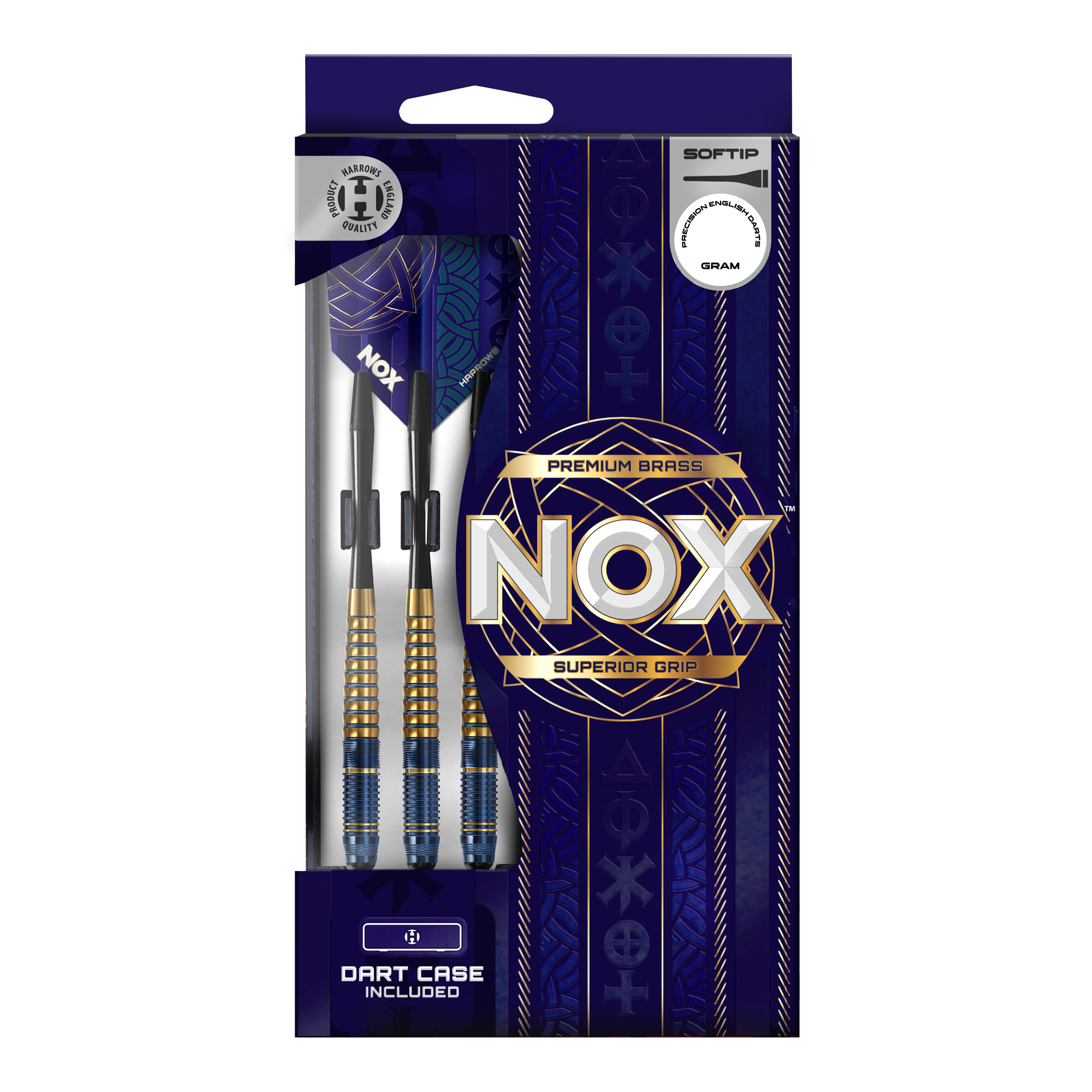 Harrows Nox Premium Brass Softdarts. Die Abbildung zeigt Premium Softdarts aus Messing von Harrows.