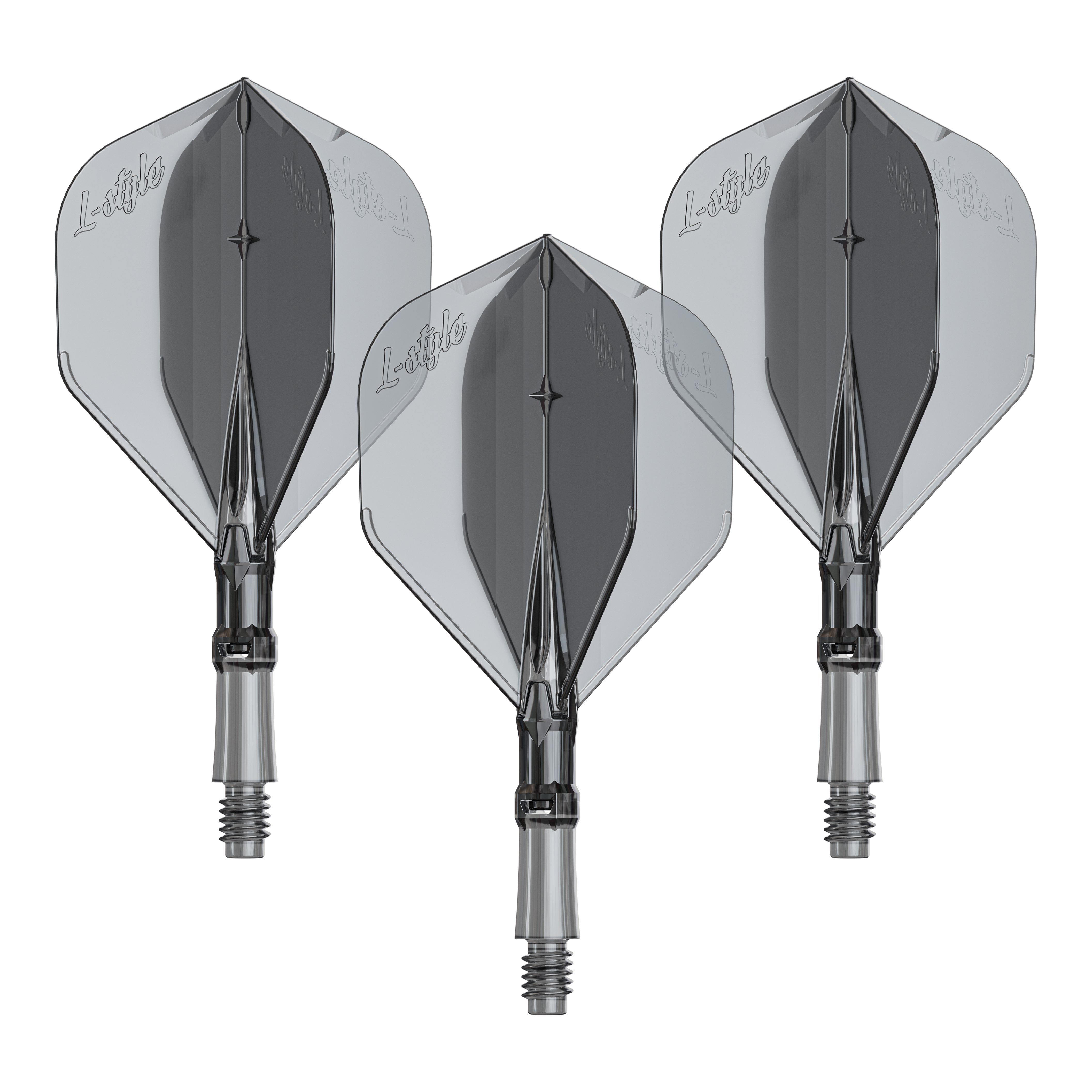 L-Style L-Sytem Flights - Clear Black Das Bild zeigt ein Produkt mit dem Namen LS1062_LStyle_L-System_Flights_ClearBlack_Small_190_1Set. Es handelt sich um ein Dartzubehör.