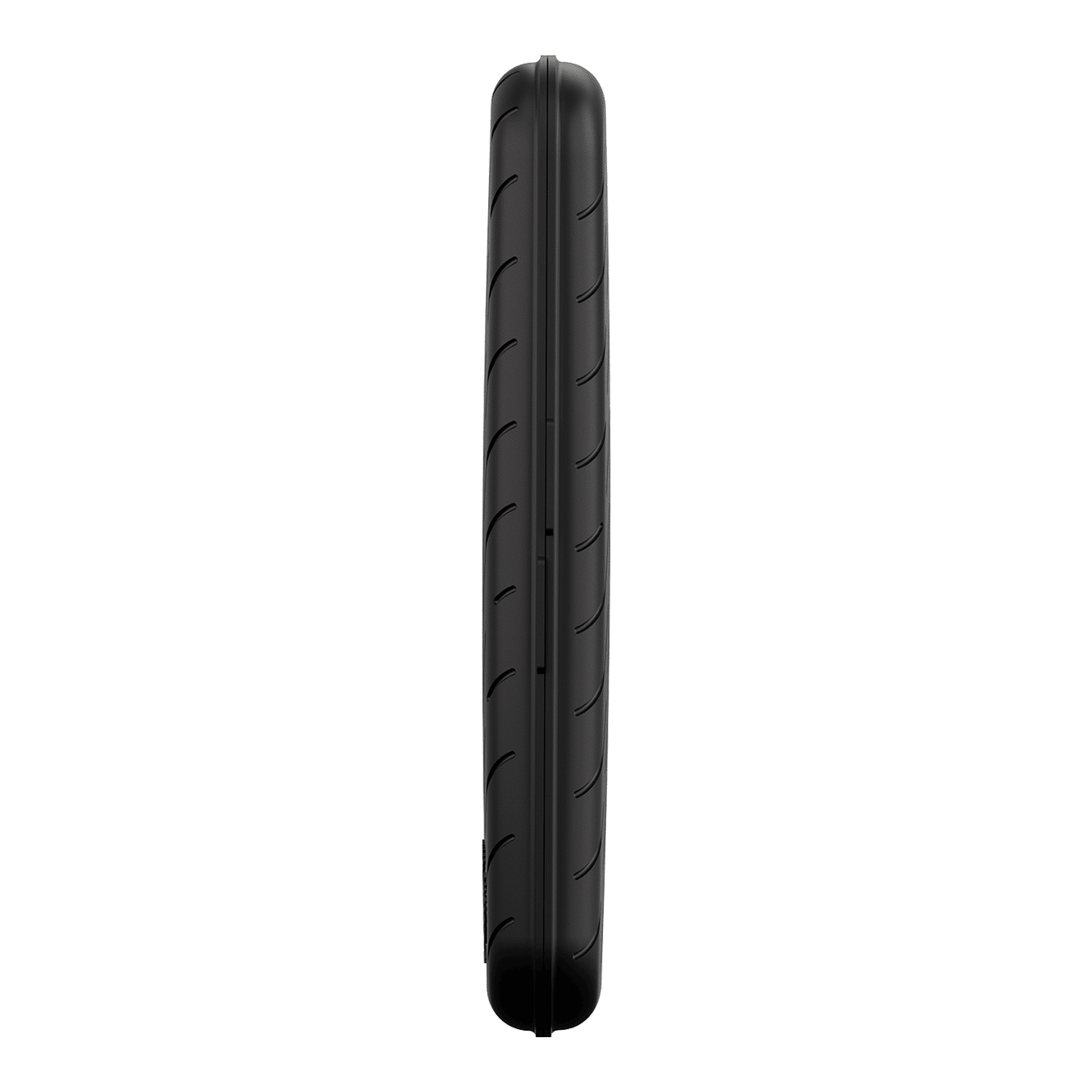 Harrows Slimcase Dart Case Das Bild zeigt eine schwarze, schlanke Darttasche von der Seite. Die Oberfläche ist glatt mit leichten Rillen.