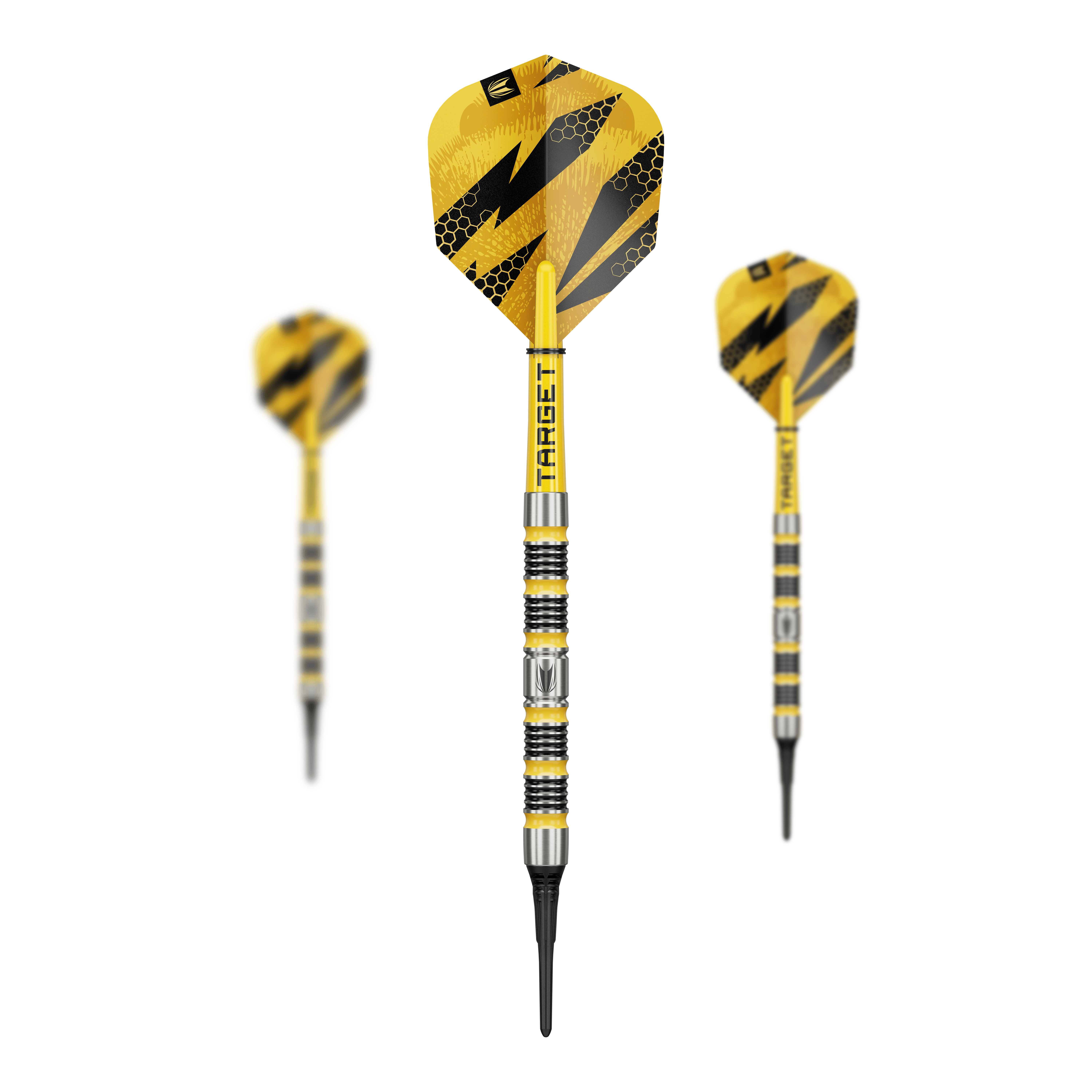 Hier wird das Produkt Target Buzz 11 Softdarts dargestellt. Diese Softdarts bieten ein präzises und angenehmes Spielgefühl.