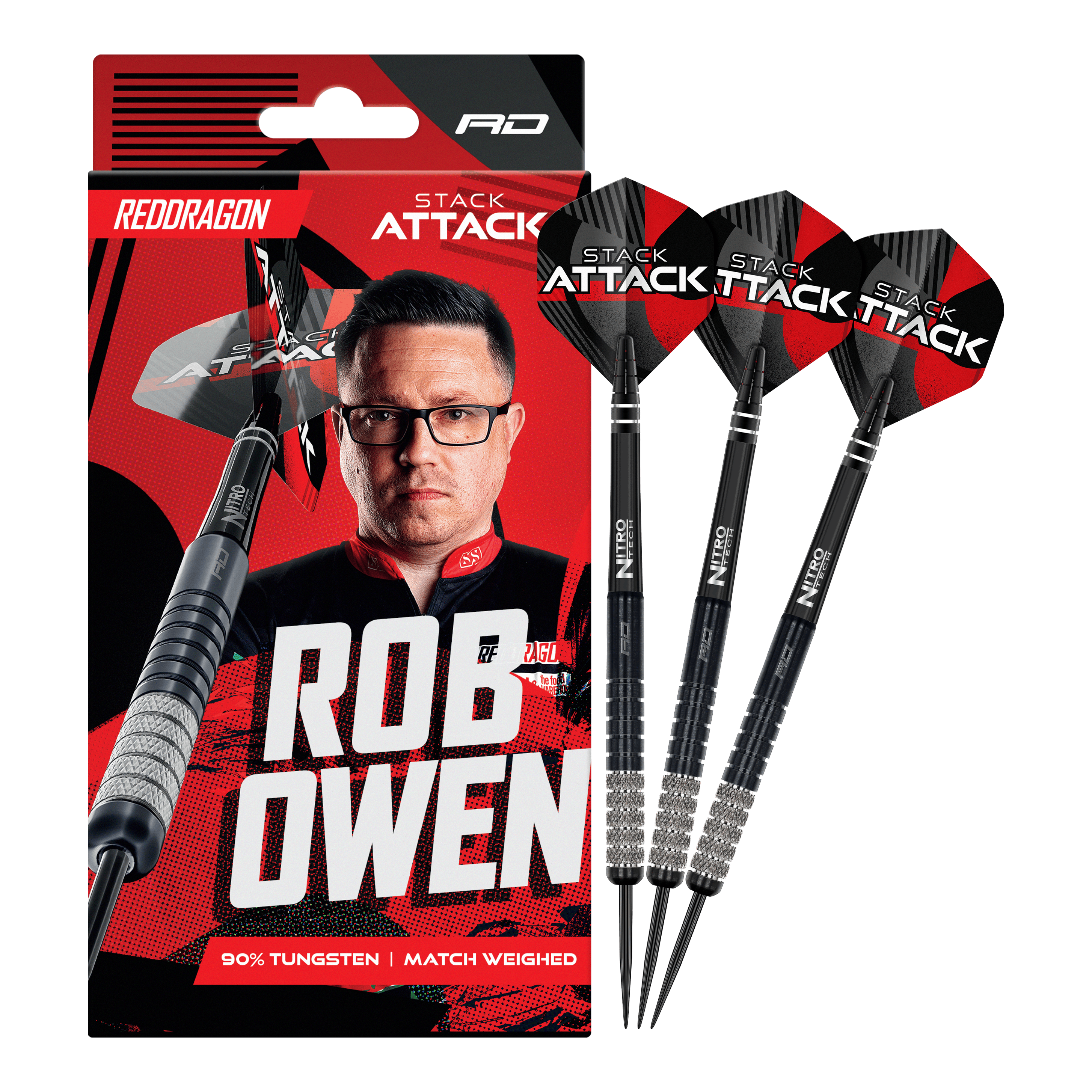 Red Dragon Rob Owen Stack Attack Steeldarts - 22g Red Dragon Rob Owen Stack Attack Steeldarts - 22g ist ein Set hochqualitativer Dartpfeile in 22 Gramm. Das Produkt bietet Präzision und ist für Turniere geeignet.