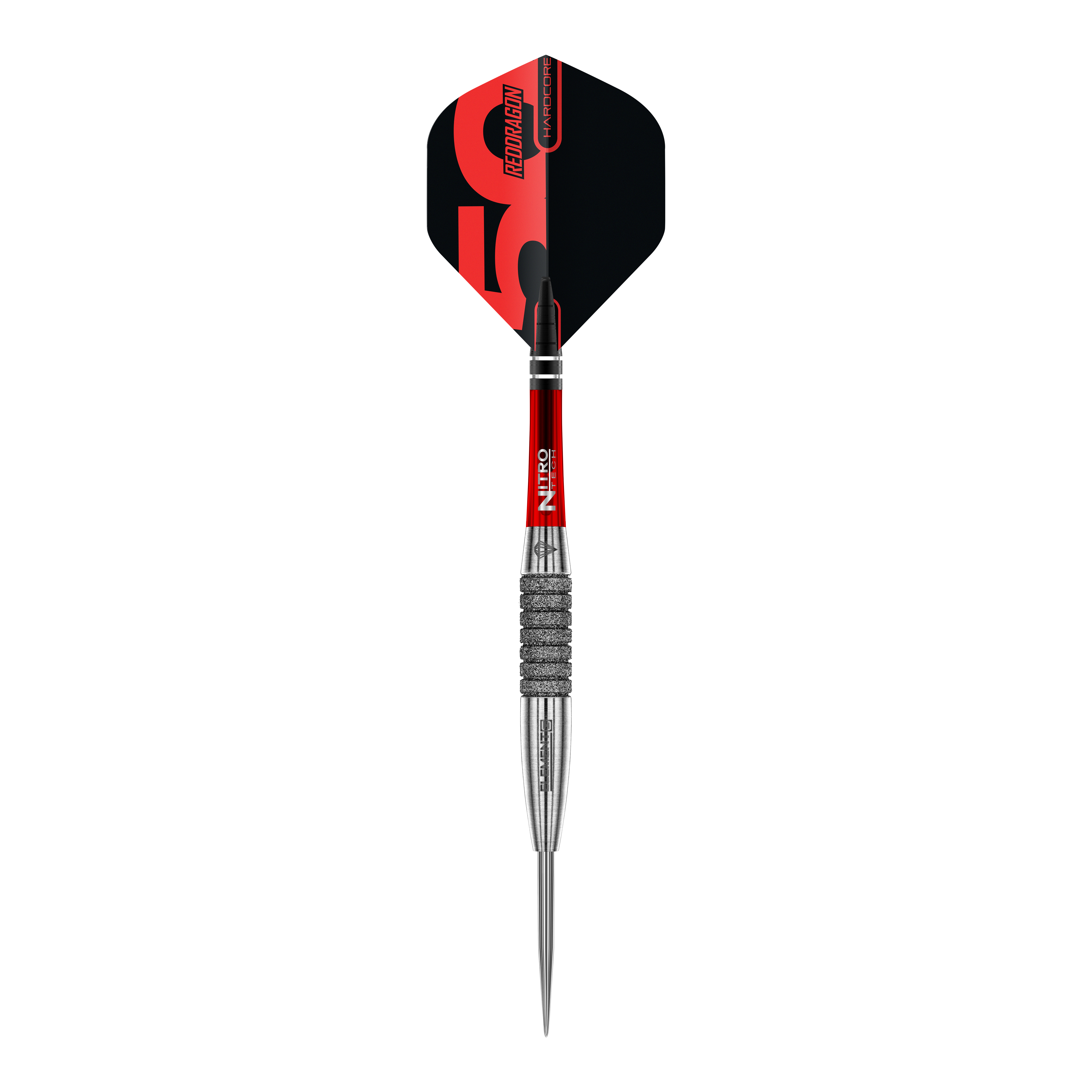 Zu sehen sind die Red Dragon 50 Year Collection Element 6 C Steeldarts - 25g. Diese Darts wurden als limitierte Jubiläumsausgabe entworfen.
