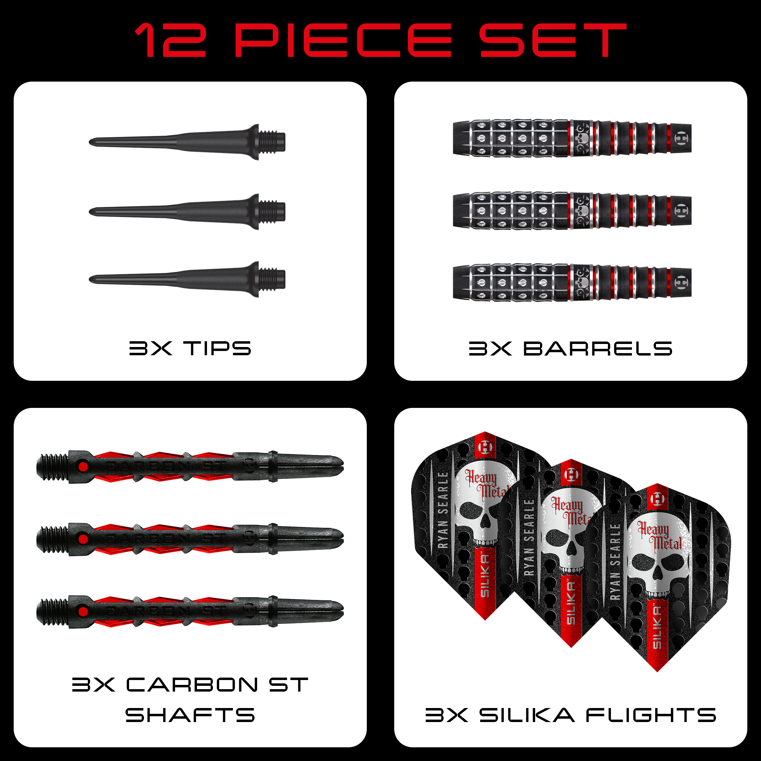 Abgebildet sind die Harrows Ryan Searle Series 3 Softdarts. Die Darts zeichnen sich durch ihr spezielles Design aus.