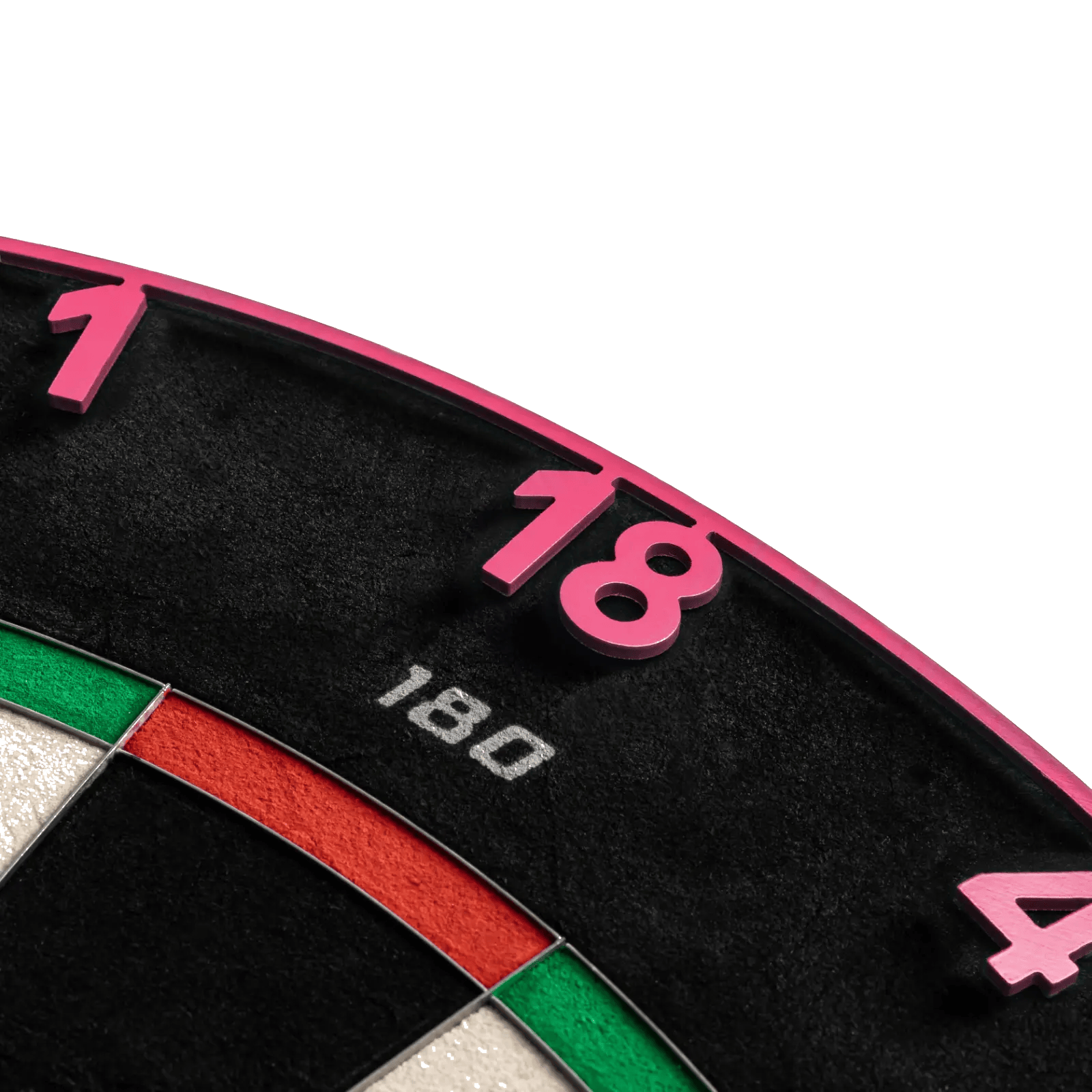 Precise 180 Endorphine Steel Dartboard with Numbered Ring - Cyber Pink Gezeigt wird das Precise 180 Endorphine Steeldartboard mit Nummernring in Cyber Pink. Das Dartboard ist ideal für Turniere oder den Heimgebrauch.