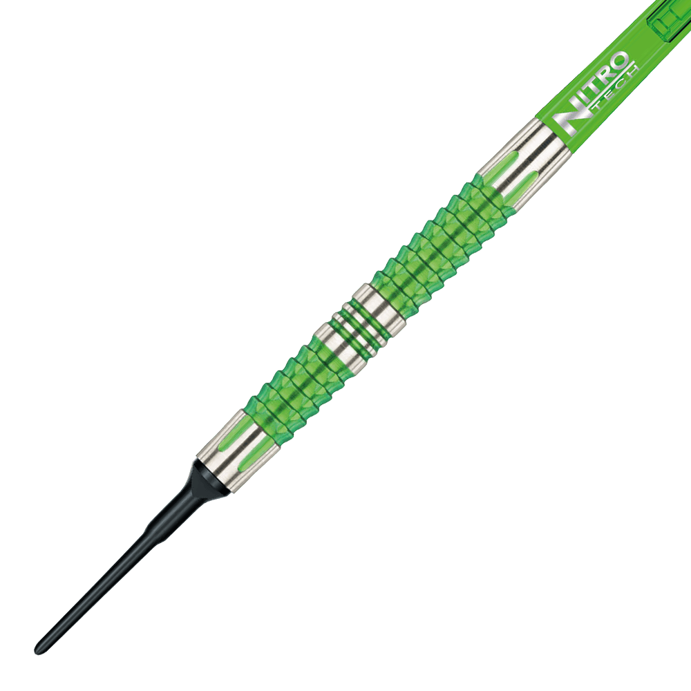 RD1917-Red-Dragon-Peter-Wright-Snakebite-Mamba-2-Softdarts-2 Red Dragon Peter Wright Snakebite Mamba 2 Softdarts zeigen markantes Schlangenmuster. Die Darts liegen parallel ausgerichtet.