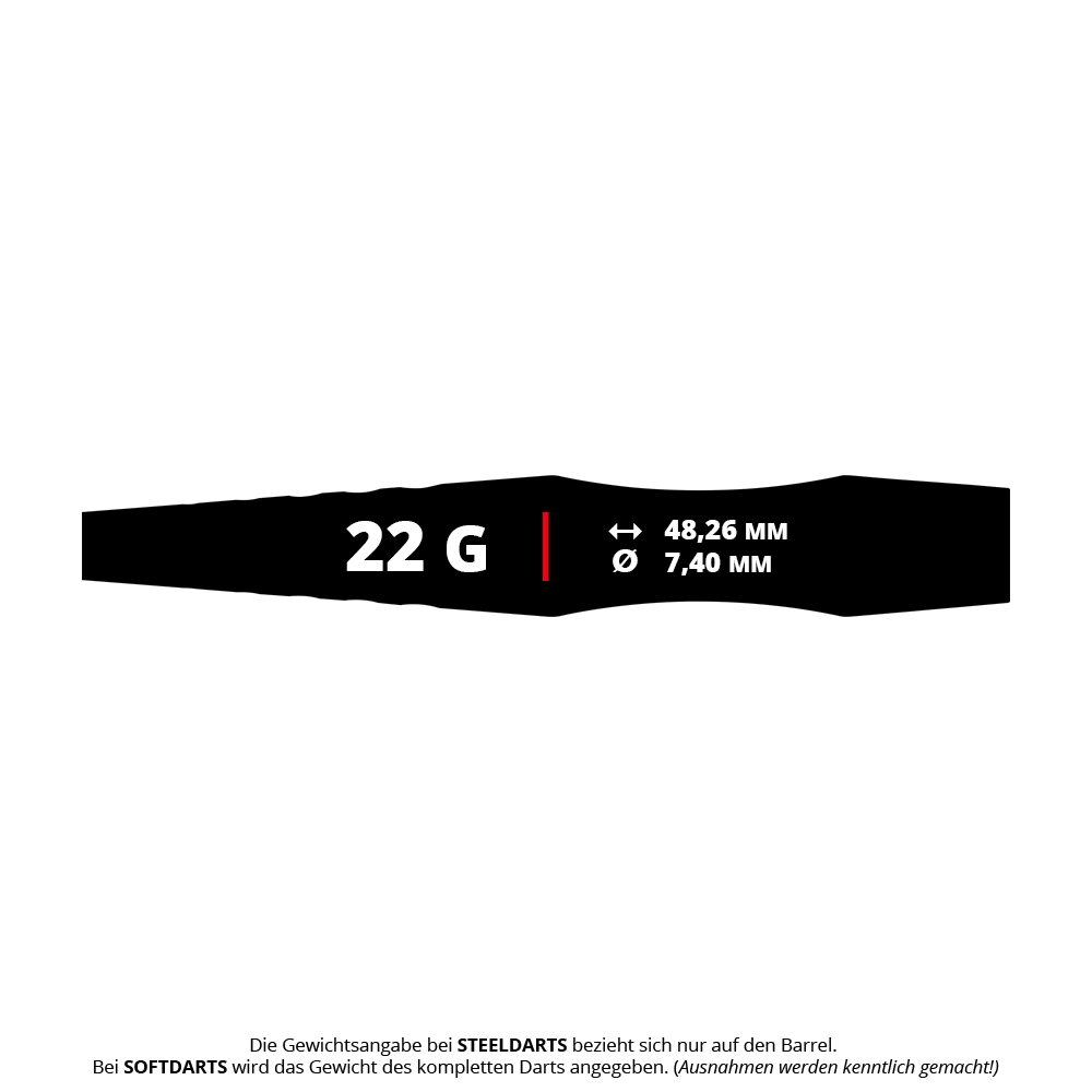 Red Dragon Connor Scutt The Sniper Steeldarts - 22g Das Bild zeigt die Red Dragon Connor Scutt The Sniper Steeldarts - 22g. Es handelt sich um hochwertige Steeldarts für präzises Dartspiel.