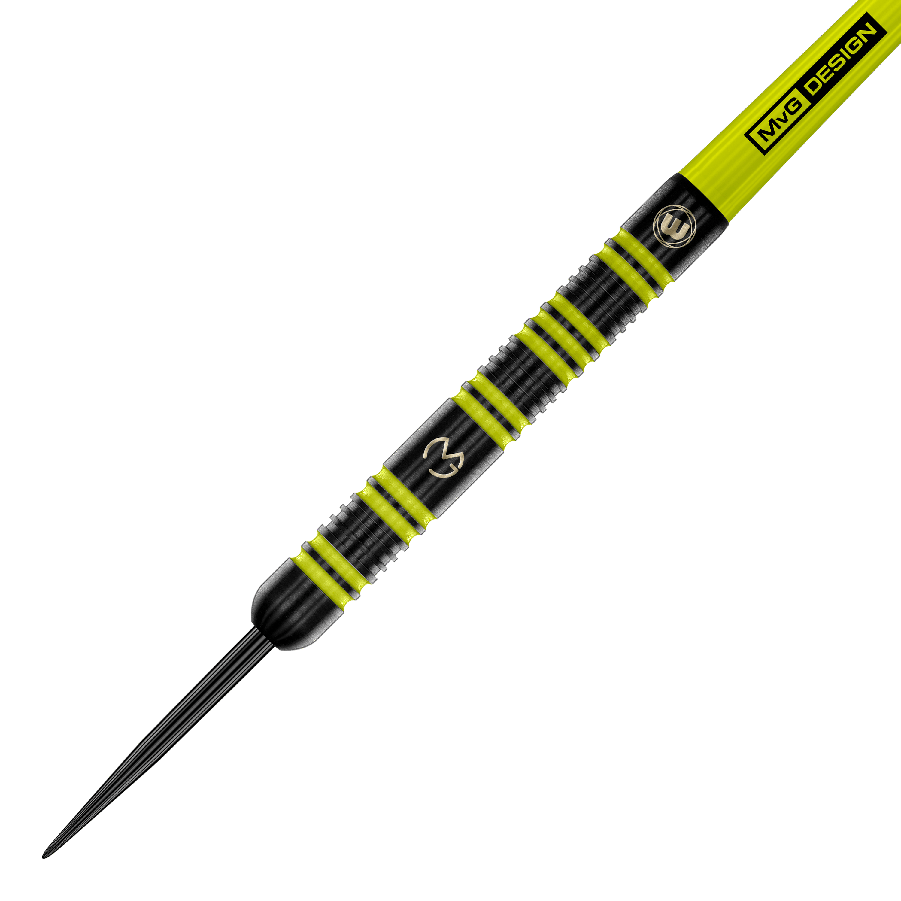 Winmau Michael Van Gerwen 85 Pro-Series steel darts Das Produkt Winmau Michael Van Gerwen 85 Pro-Series Steeldarts ist zu sehen. Mehrere Darts sind nebeneinander angeordnet.