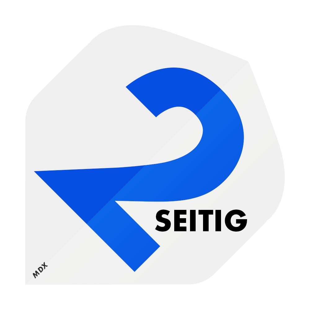 MD-401-Log_2-Seitig_Bedruckte_Flights_Logo_MDX_1 Das Bild zeigt ein großes, blaues Symbol, das wie eine stilisierte Zahl 2 aussieht. Darunter steht das Wort "SEITIG" in schwarzer, fetter Schrift.