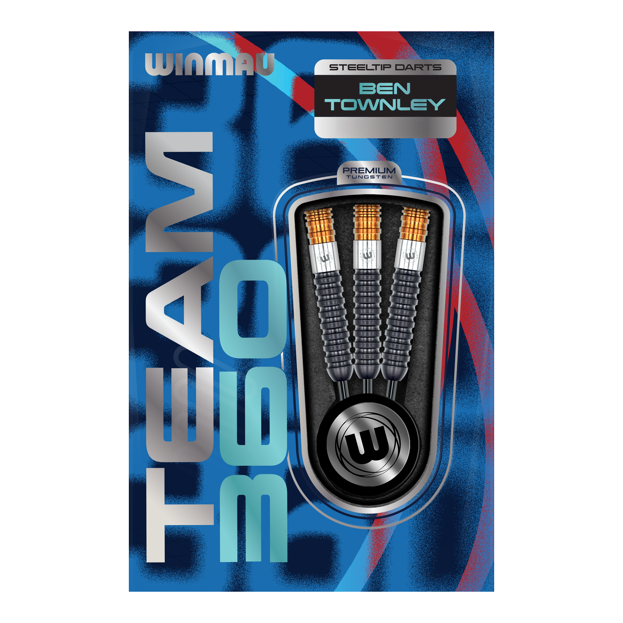 Winmau Team 360 Ben Townley Steeldarts - 23g Das Bild zeigt die Winmau Team 360 Ben Townley Steeldarts - 23g Darts. Diese Darts sind speziell für professionelle Spieler entworfen.
