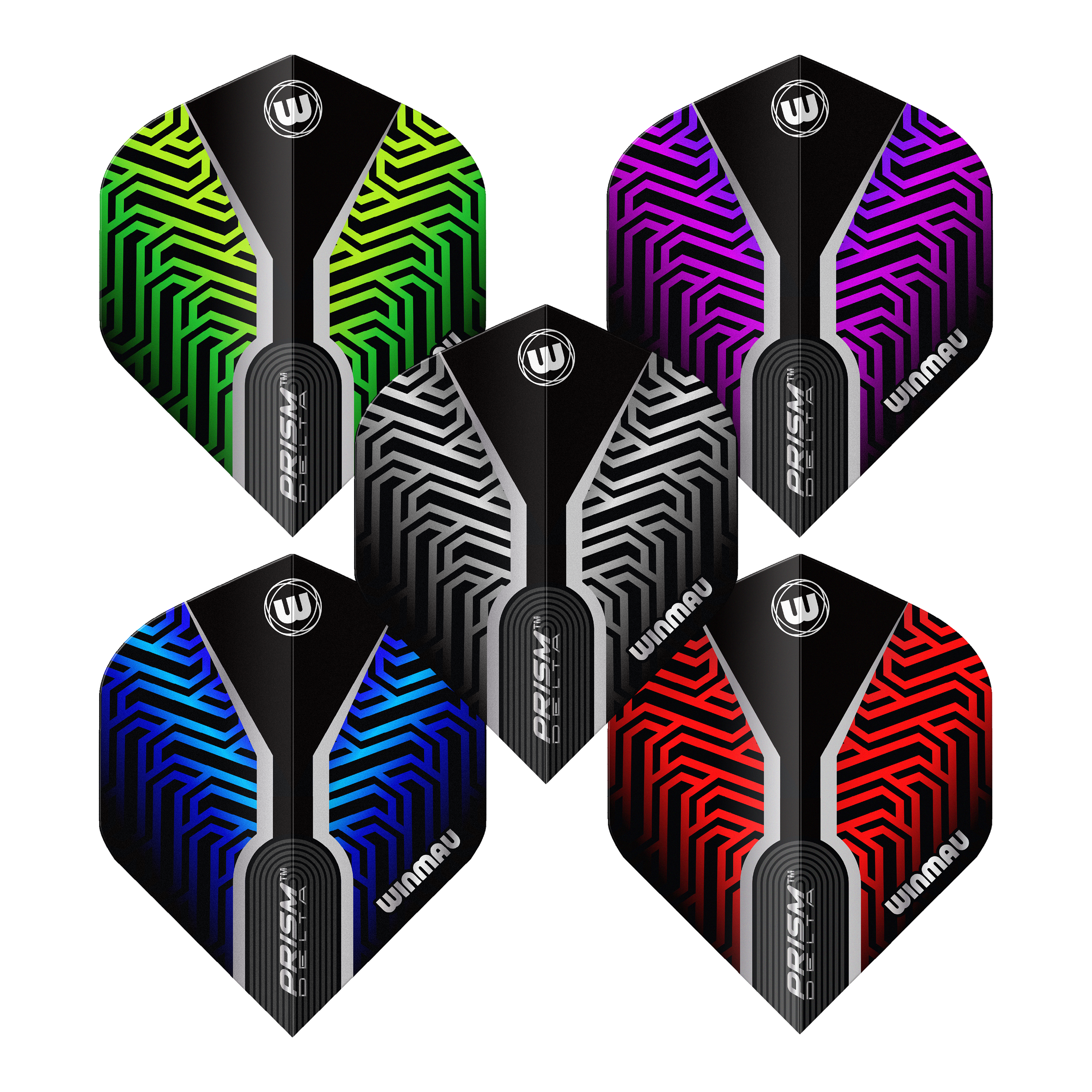 Das Bild zeigt die Winmau Prism Delta No2 Standard Flight Collection. Die hochwertigen Flights sind optimal für Dartspieler.