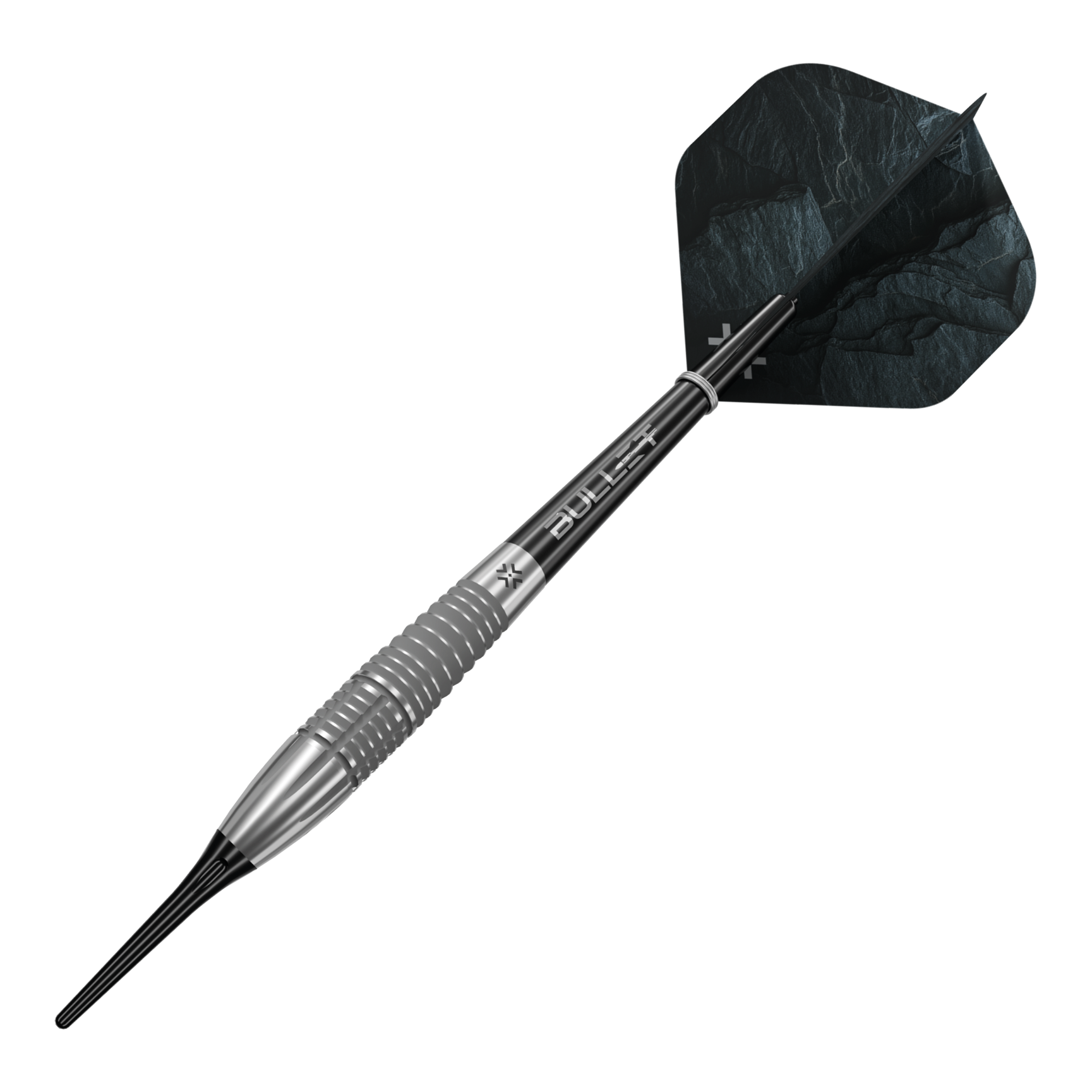 Abgebildet sind die Bullet Monolith 20g Soft Darts. Diese Darts eignen sich ideal für Softdartspieler.