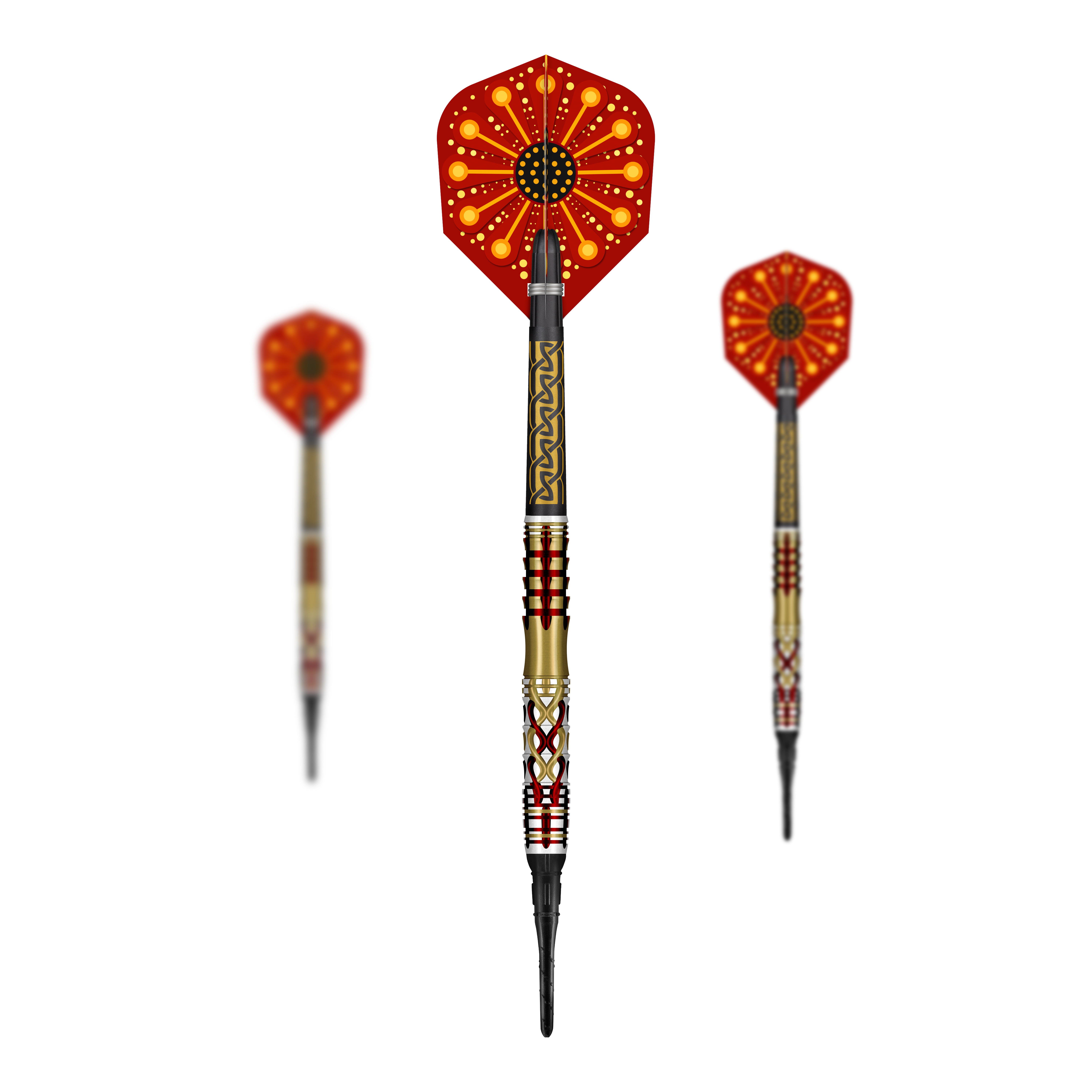 Shot Goths Alaric Soft Darts - 20g Das Foto zeigt ein Set der Shot Goths Alaric Softdarts mit 20g. Die Darts sind zusammen als komplettes Set dargestellt.