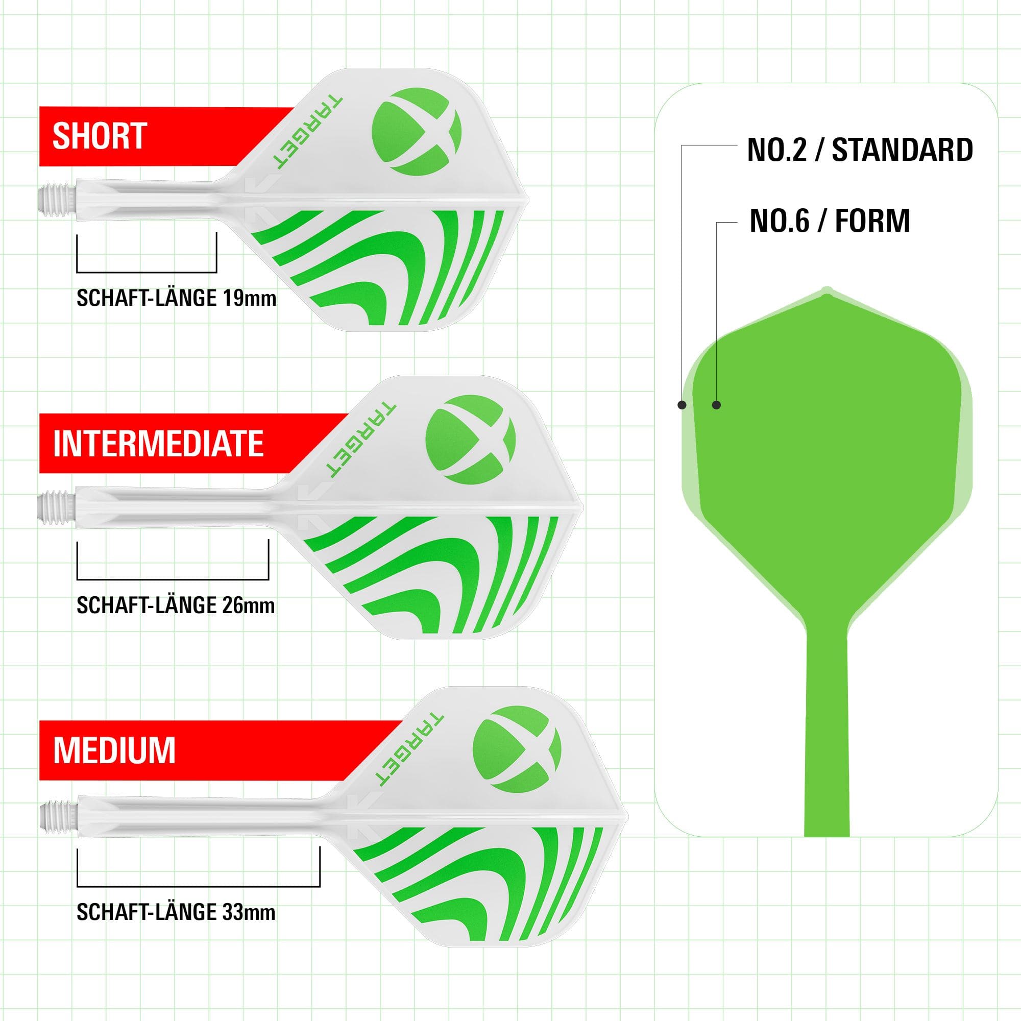 Auf dem Bild ist das Produkt Target Xbox K-Flex No2 Standard Flights - Weiß zu sehen. Es handelt sich um einen Satz weißer Dart-Flights der Marke Target.