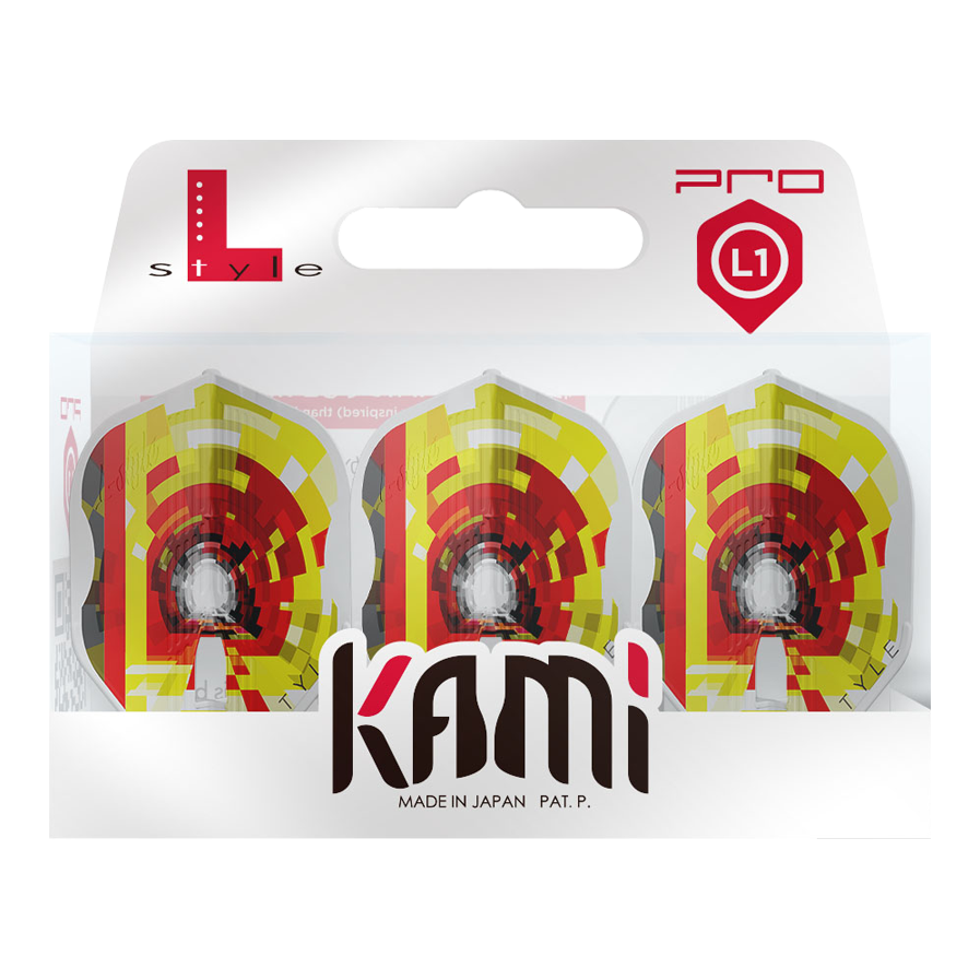 Abgebildet sind die L-Style Kai Gotthardt V1 White KAMI L1PRO Flights. Diese Dart-Flights haben ein weißes Design.