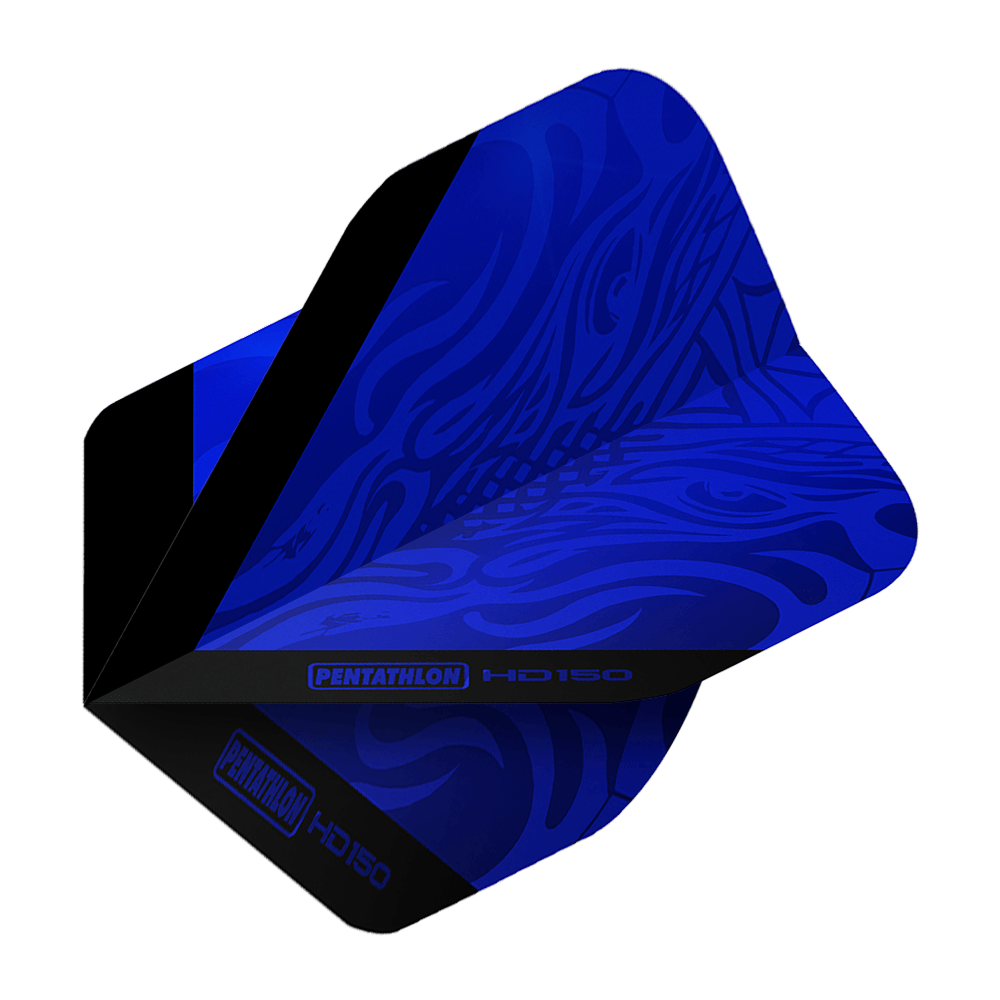 Pentathlon HD150 Metallic Blue Standard Flights Dies ist ein Pentathlon HD150 Metallic Blau Standard Flight für Dartpfeile. Das Flight hat ein auffälliges blau-schwarzes Design mit dem Schriftzug "Pentathlon HD150".