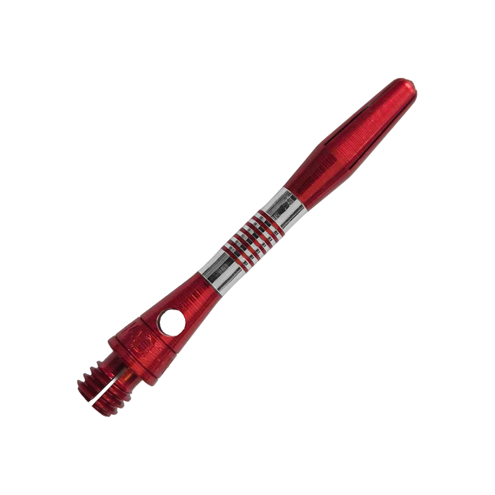 Bulls NL Cetra Aluminum Shafts - Red Gezeigt werden rote BullsNL Cetra Aluminium Shafts mit einer Länge von 34 mm. Das Produkt ist für das Dartspiel gedacht.