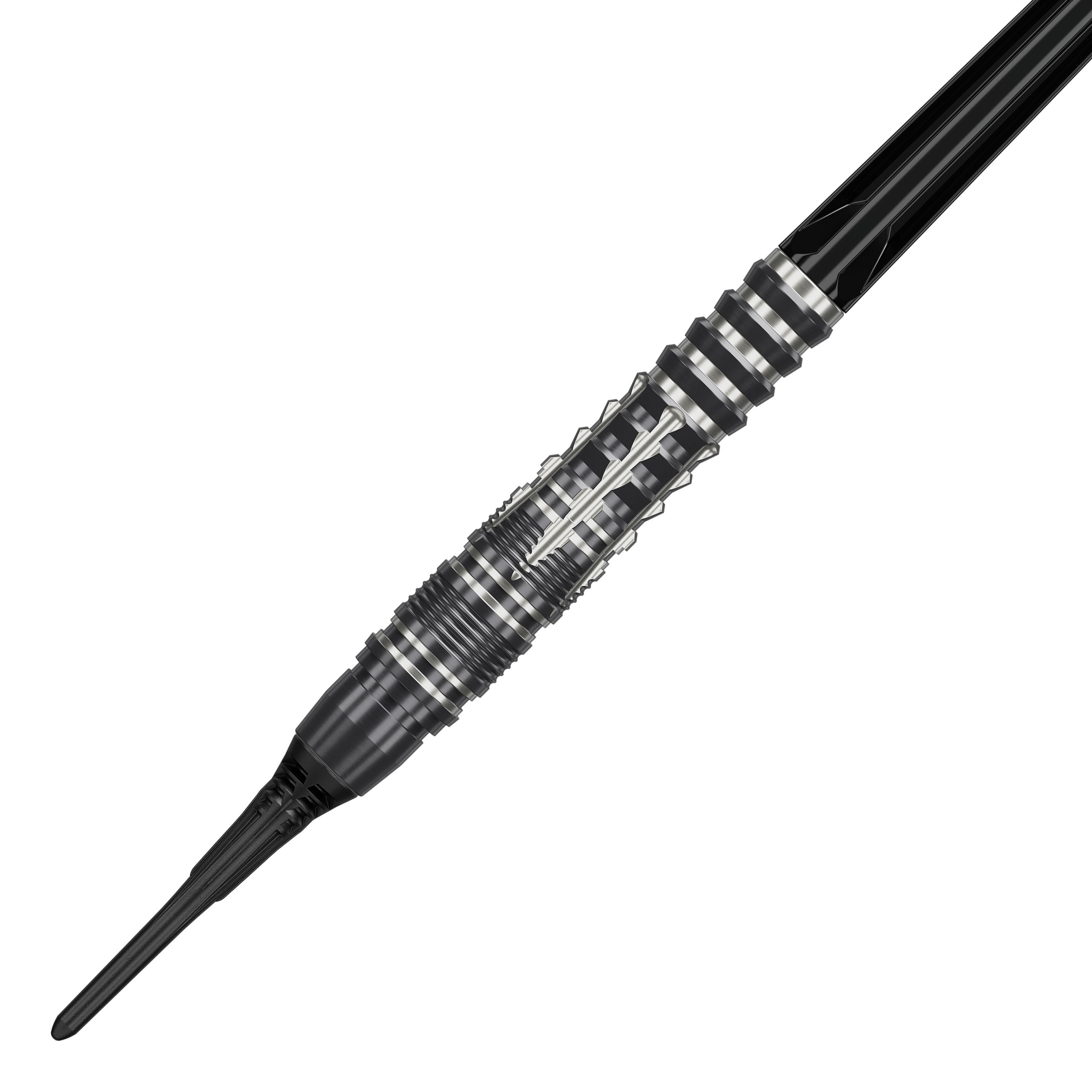 Target Black Marque Blaze Soft Darts - 18g Das Bild zeigt die Target Black Marque Blaze Softdarts mit einem Gewicht von 18g. Hochwertige Softdarts für präzises Dartspiel.