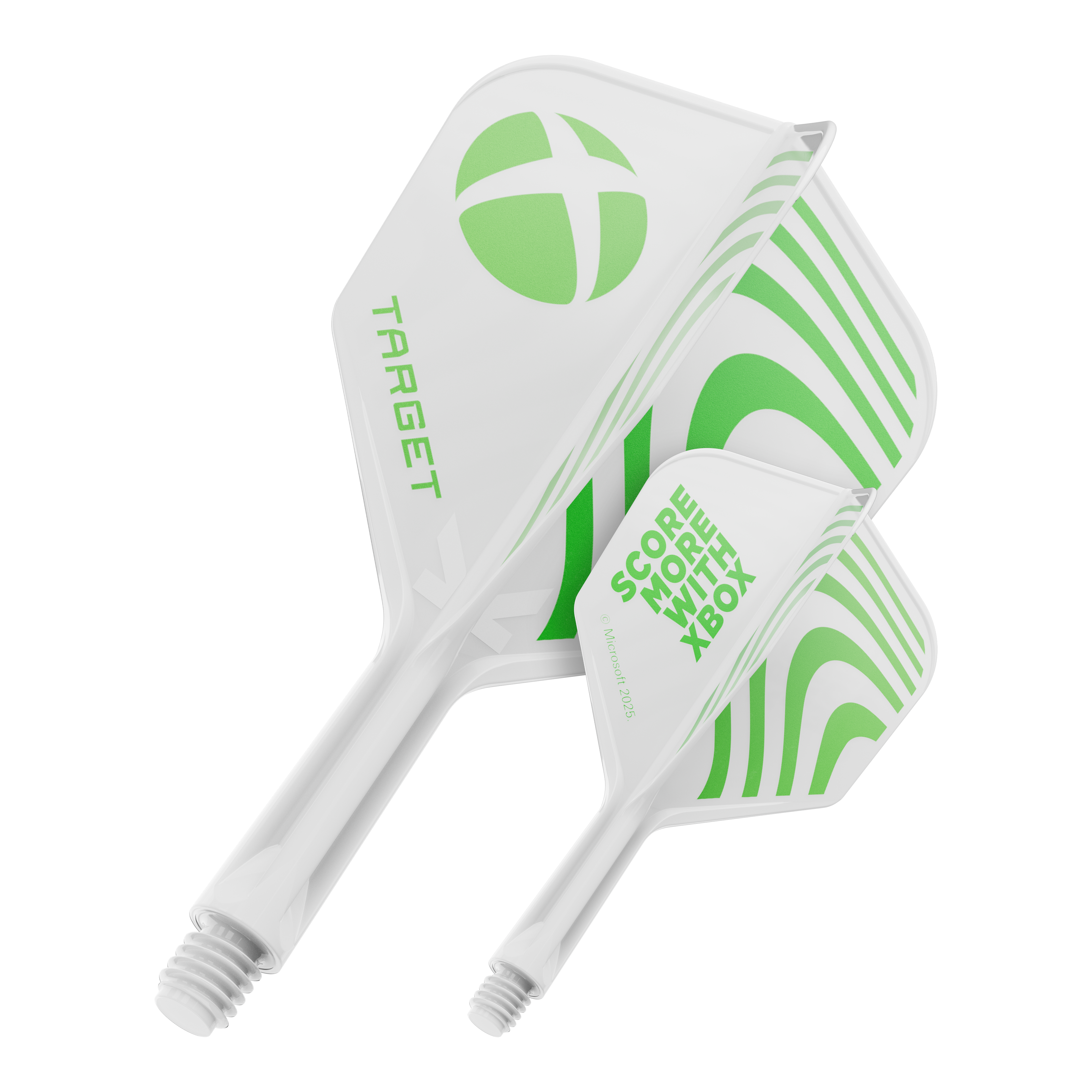 Ein Produktbild mit dem Dateinamen 410613_Target_Xbox_KFlex_No6_Flights_19mm_1. Das Bild zeigt vermutlich ein Dartzubehör.