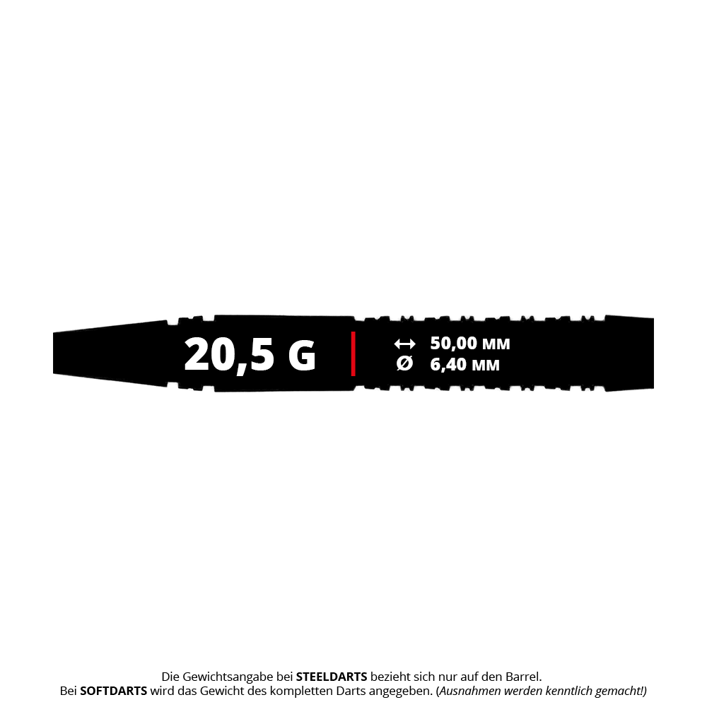 Zu sehen sind die Caliburn Prisma P2 Steeldarts mit einem Gewicht von 20,5g. Diese Steeldarts eignen sich ideal für professionelle Dartspieler.