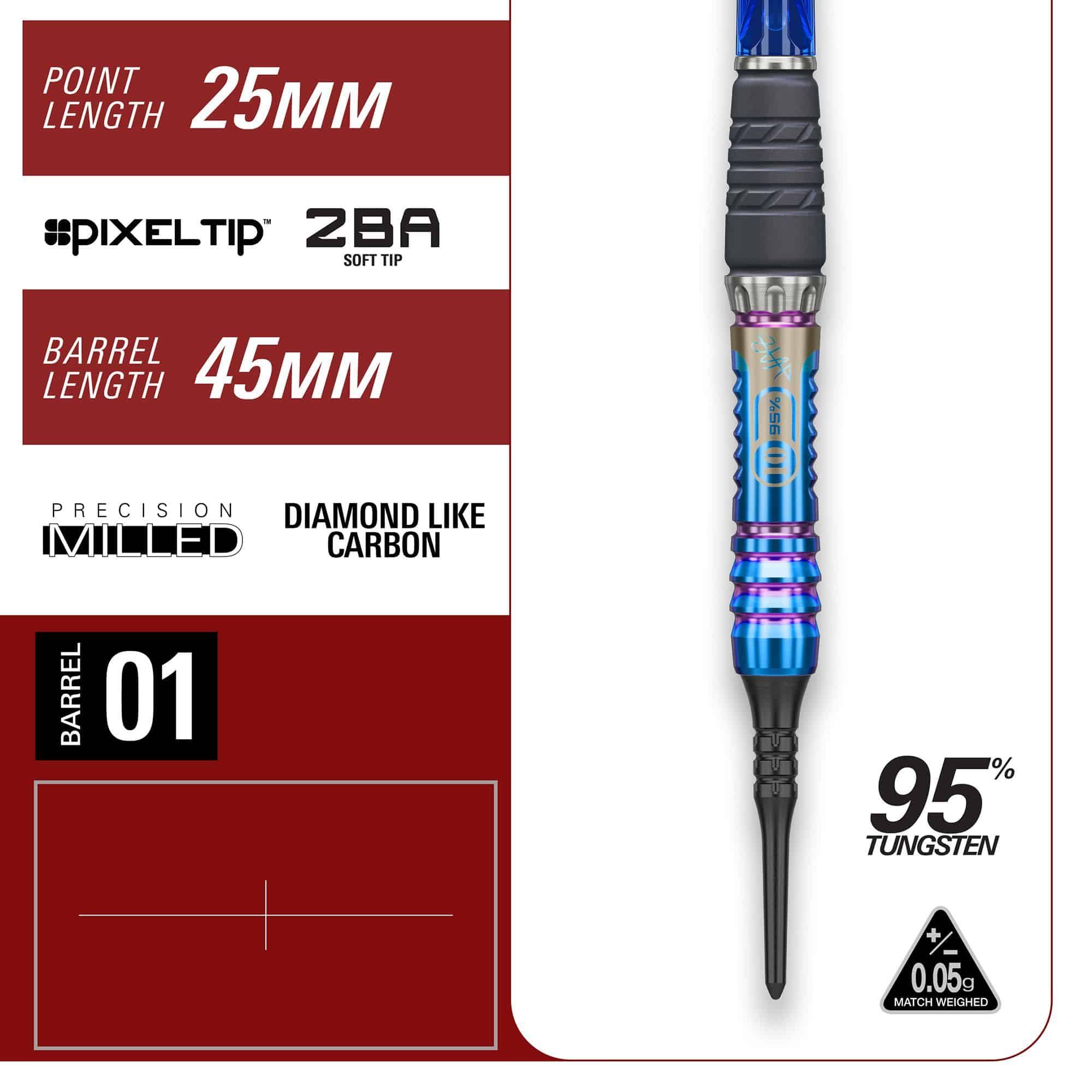 Abgebildet ist Target Japan Rising Sun GEN10 Softdarts - 21,5g. Dieses Dart-Set ist für präzises Spielen konzipiert.