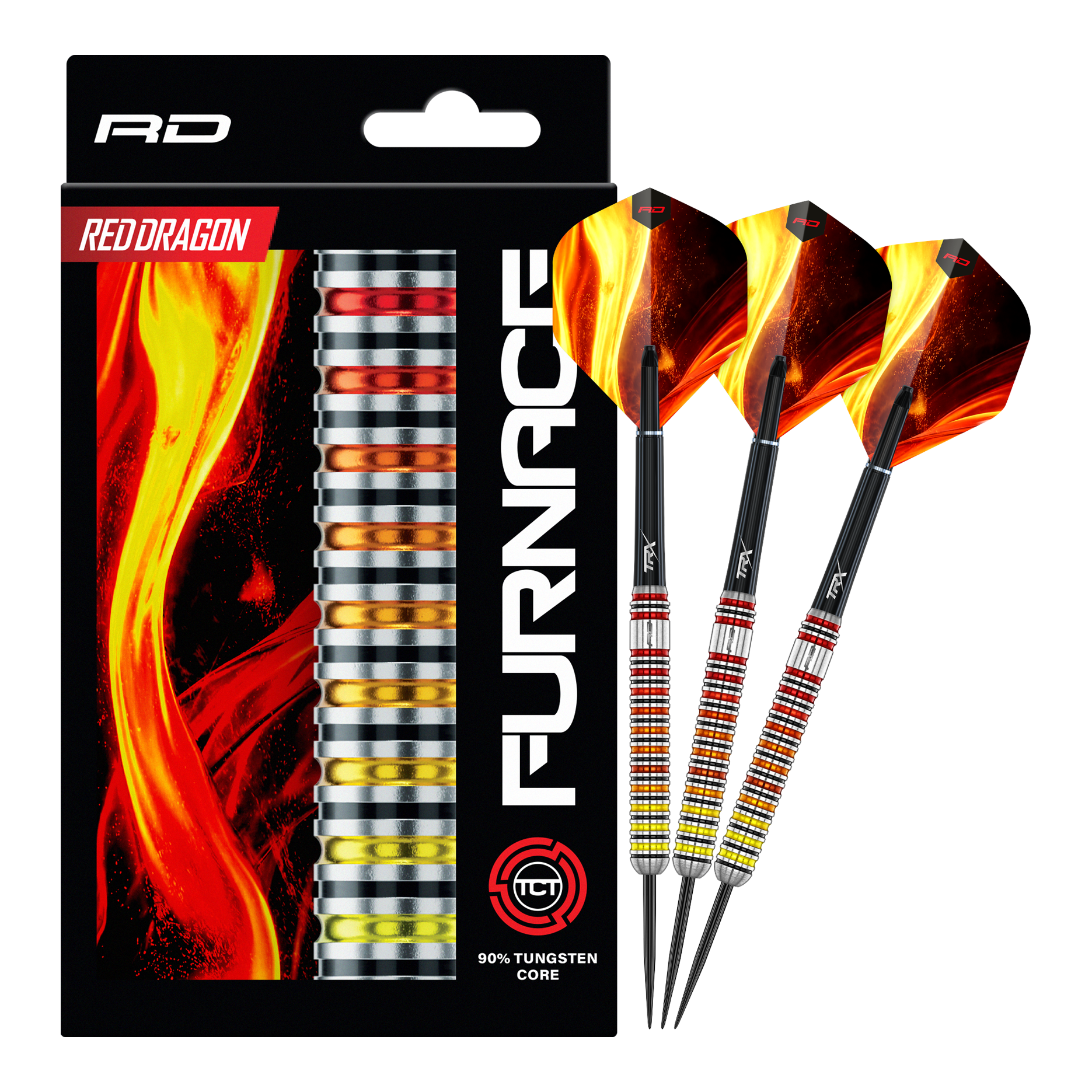 Red Dragon Furnace Steel Darts Auf dem Bild sind die Red Dragon Furnace Steeldarts vollständig abgebildet. Das Produkt wird in seiner Gesamtheit präsentiert.