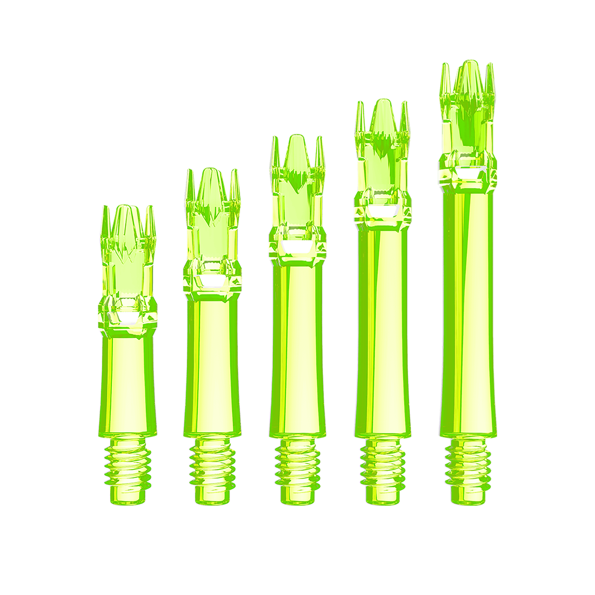 Das Bild zeigt die L-Style L-System Ersatzshafts in Neongelb. Die Schäfte sind Ersatzteile für Dartpfeile.