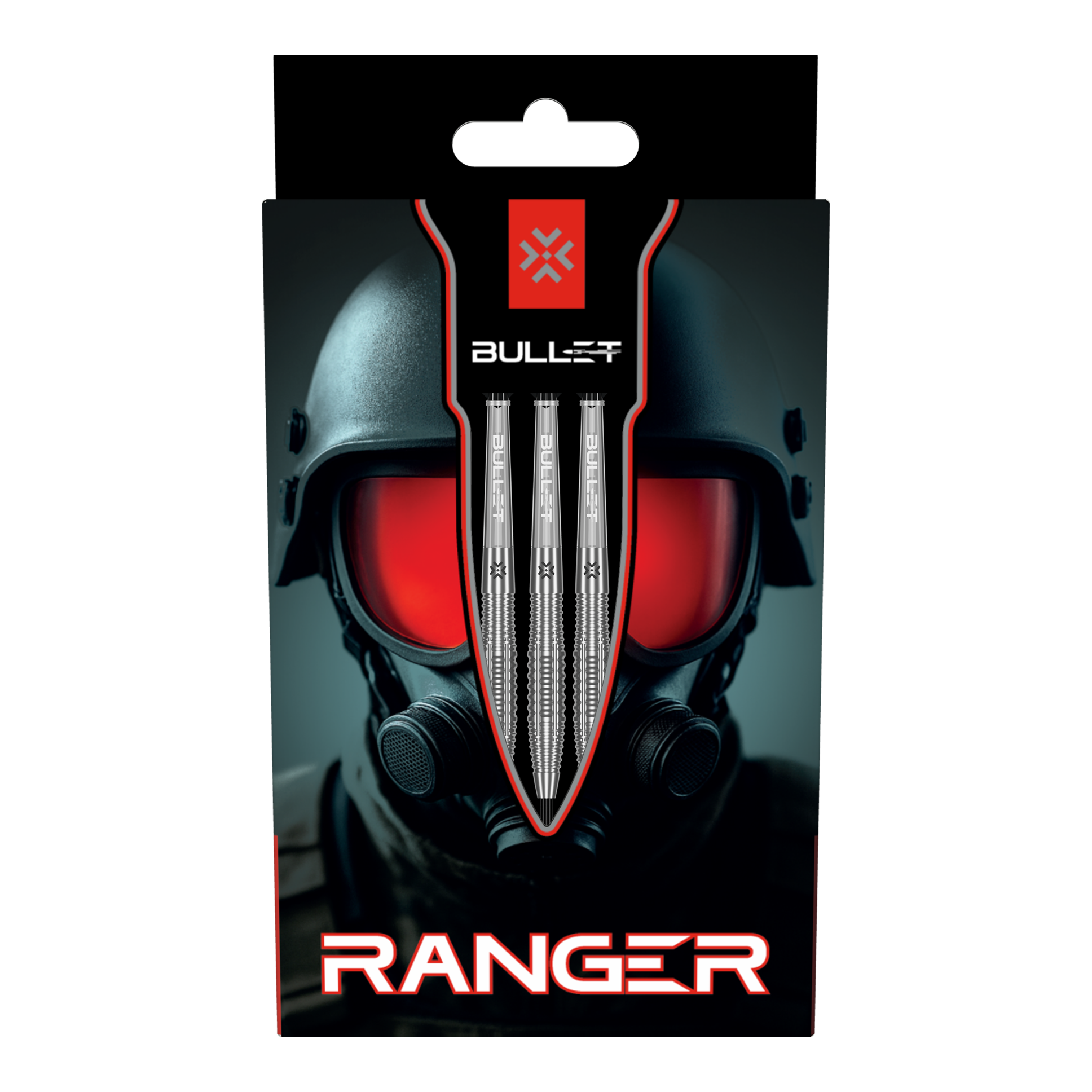 Zu sehen sind die Bullet Ranger Steeldarts. Die Darts sind in einer Dreiergruppe dargestellt.