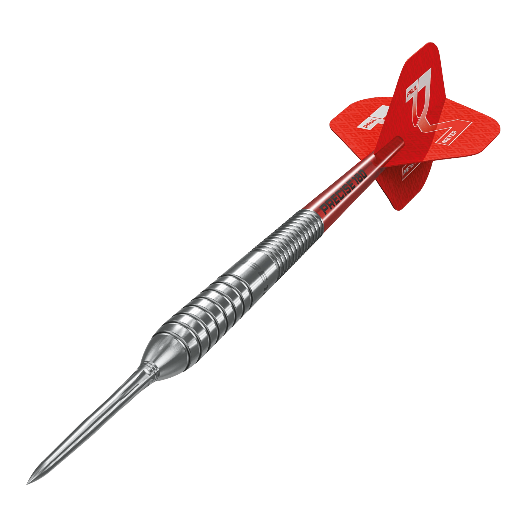Das Bild stellt die Precise 180 Paul Meyer Version 1 Steeldarts dar. Sie zeichnen sich durch ihre Präzision aus.