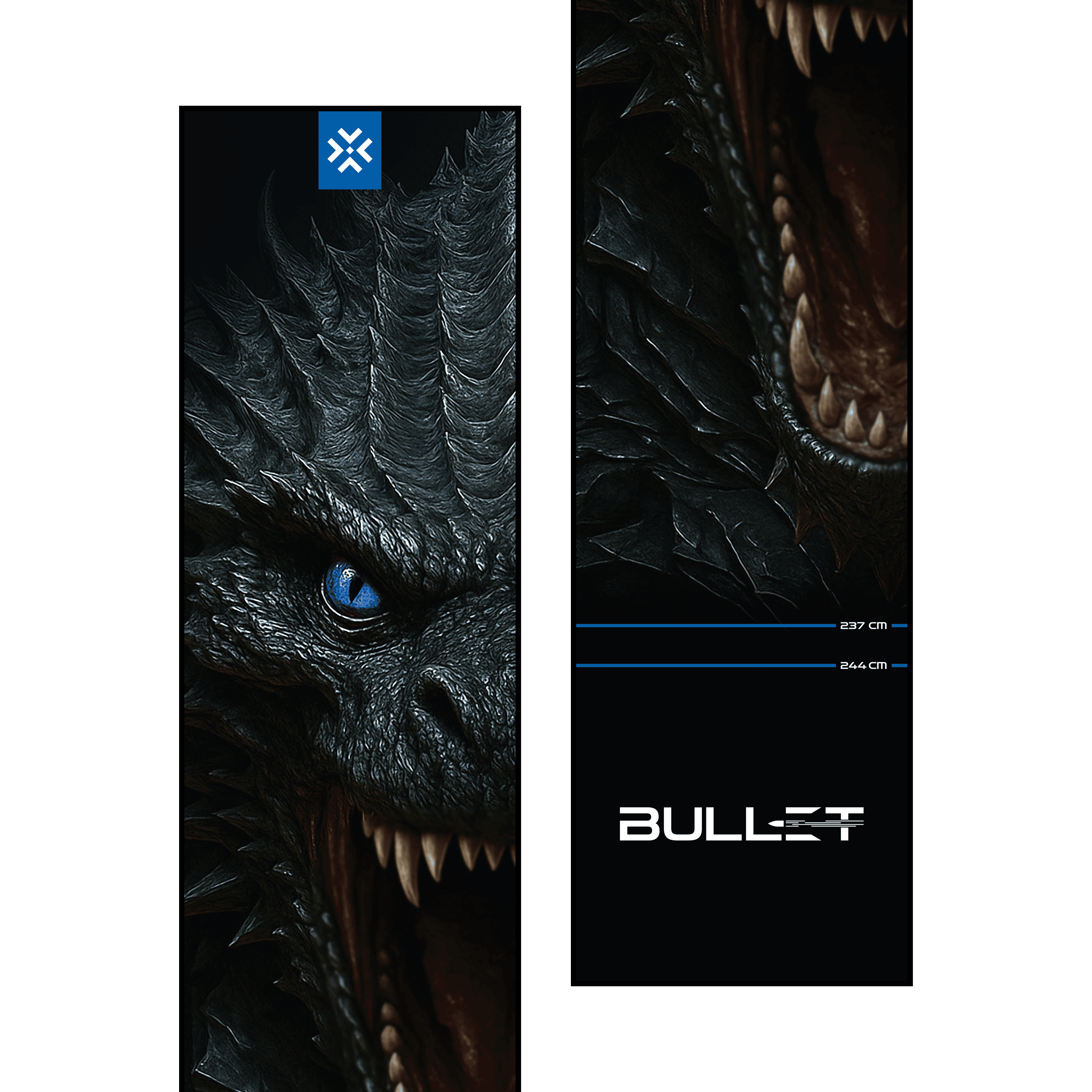 Bullet Hydra Dart Mat Bullet Hydra Dartmatte ist klar abgebildet. Sie schützt den Boden beim Dartspiel.