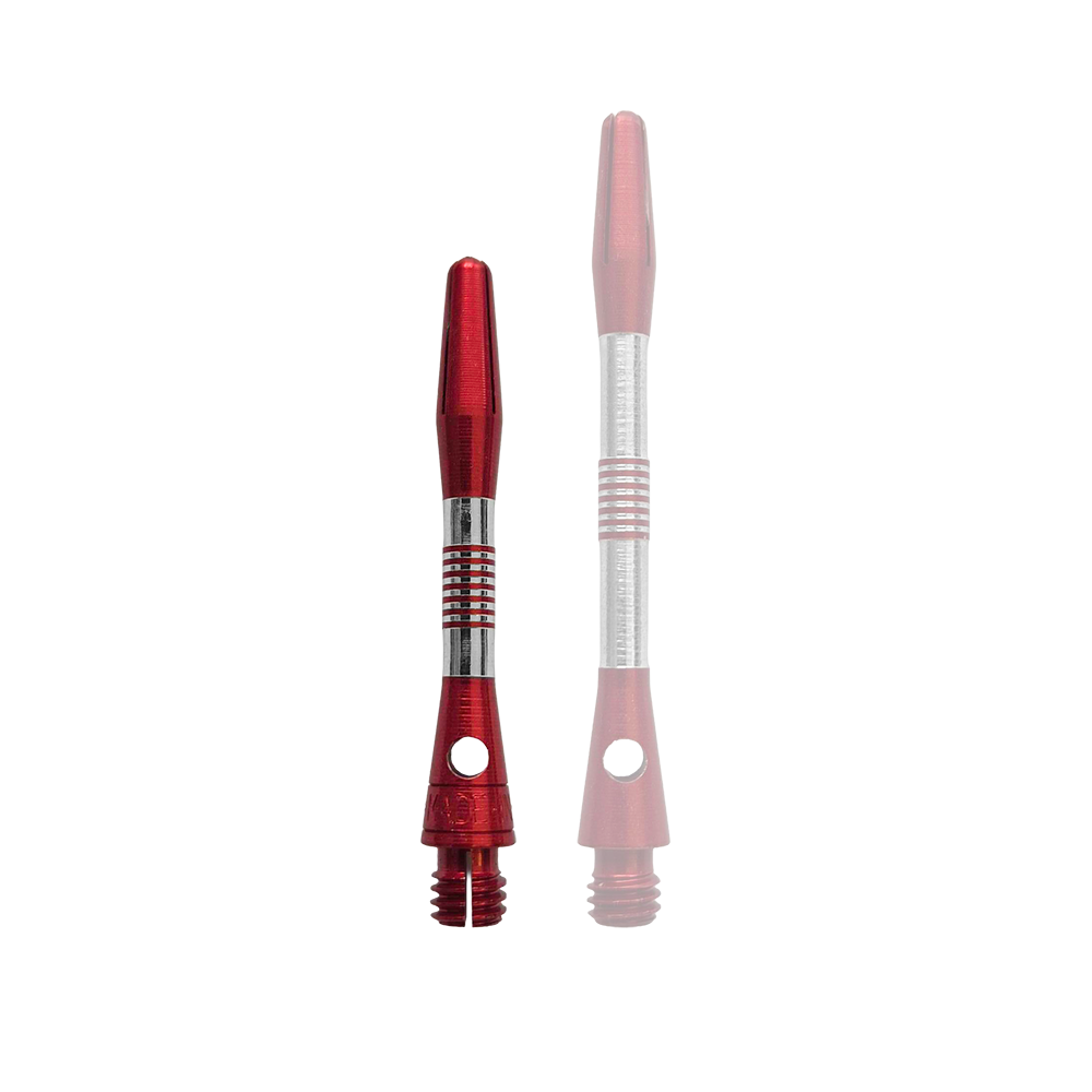 Bulls NL Cetra Aluminum Shafts - Red Bild zeigt rote Aluminium Shafts mit einer Länge von 34 mm. Es handelt sich vermutlich um Zubehör für Darts.