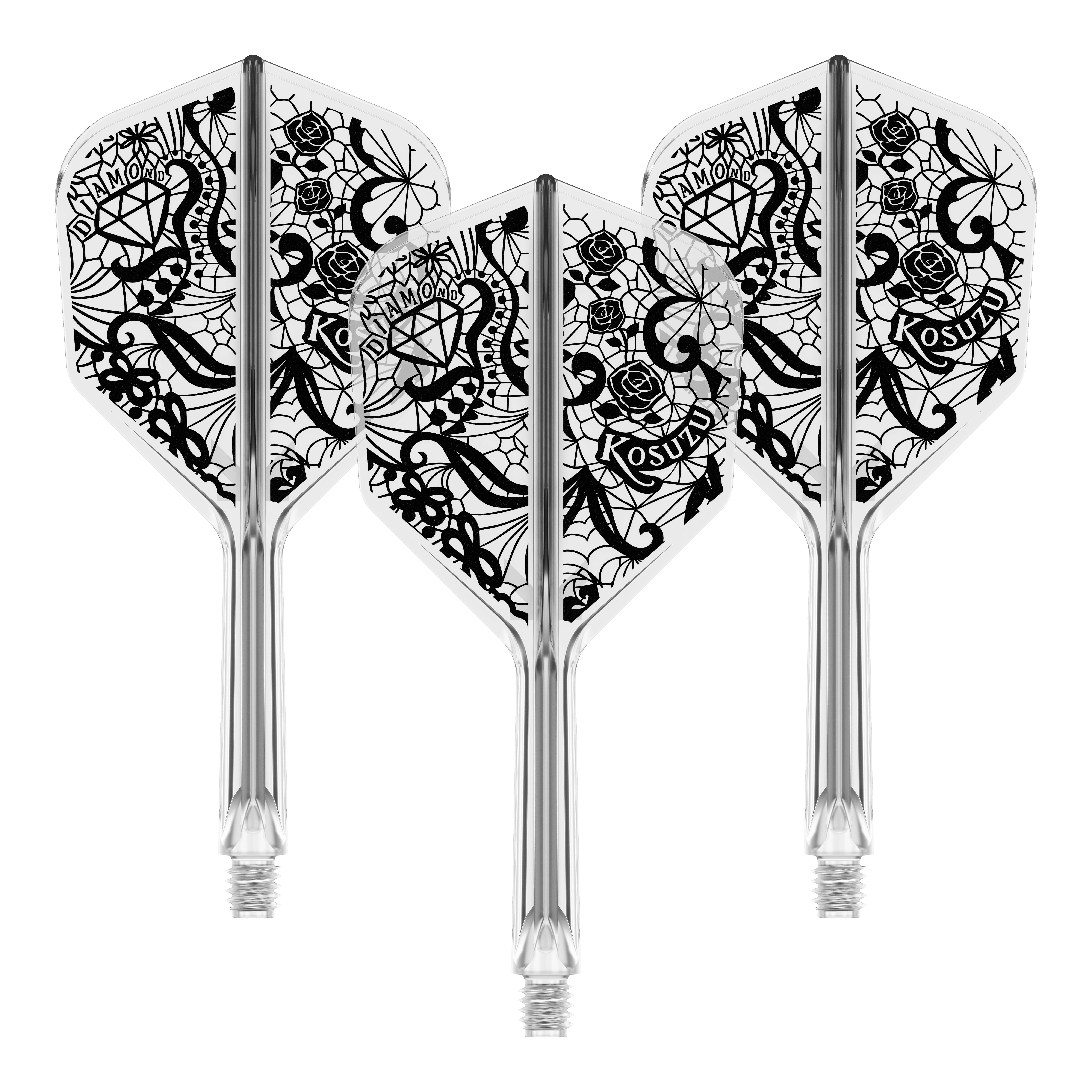 Das Bild zeigt das Target Japan K-Flex Diamond No6 Flight-Shaft-System in 26mm. Es ist ein Teil für den Dartsport.