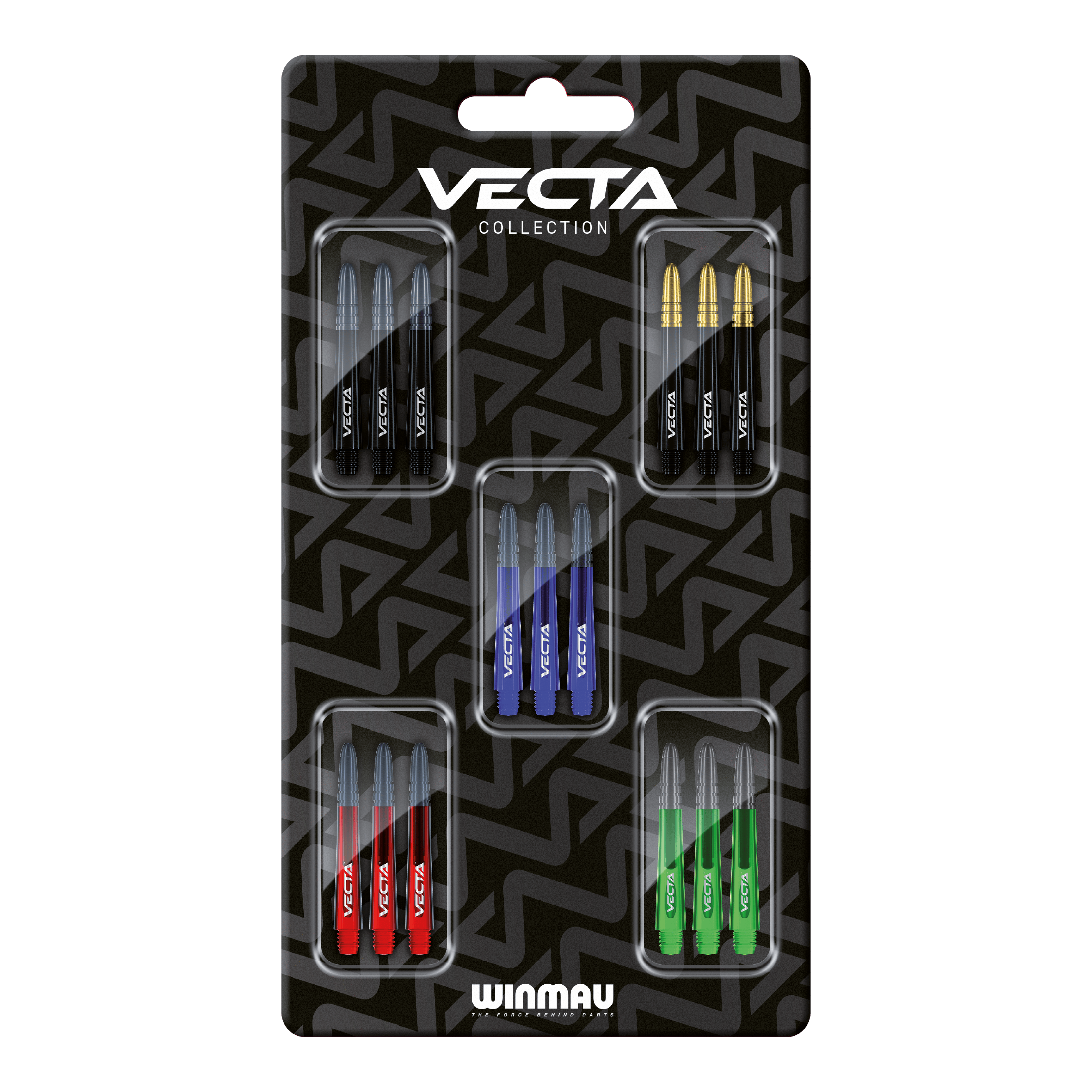 Winmau Vecta Shaft Collection Abgebildet ist die Winmau Vecta Shaft Collection. Diese Produkte sind hochwertige Dartschäfte.
