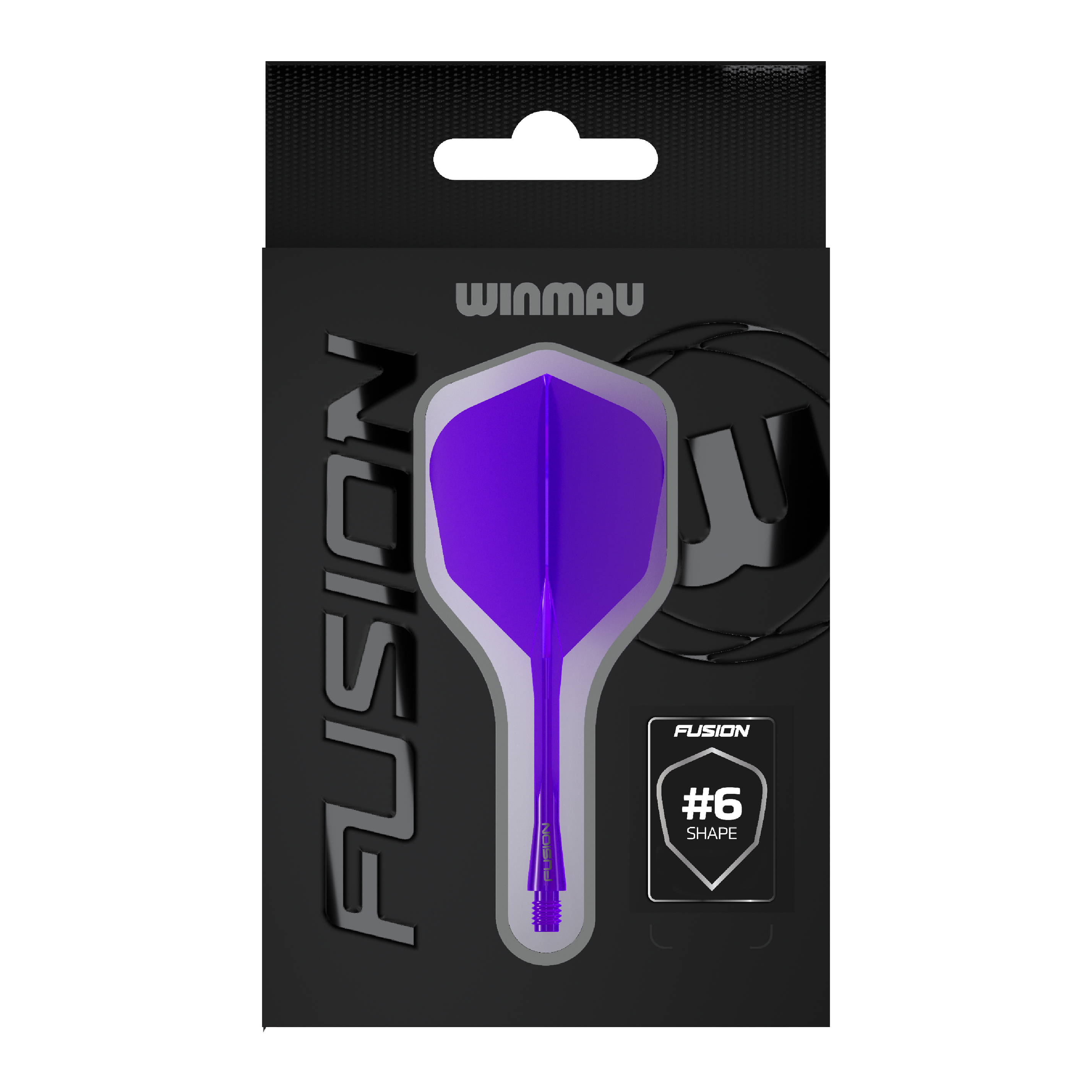Winmau Fusion Flight Shaft System No6 Purple Zu sehen ist das Winmau Fusion Flight-Shaft-System No6 in Lila. Das Produkt wird für Dartspiele verwendet.