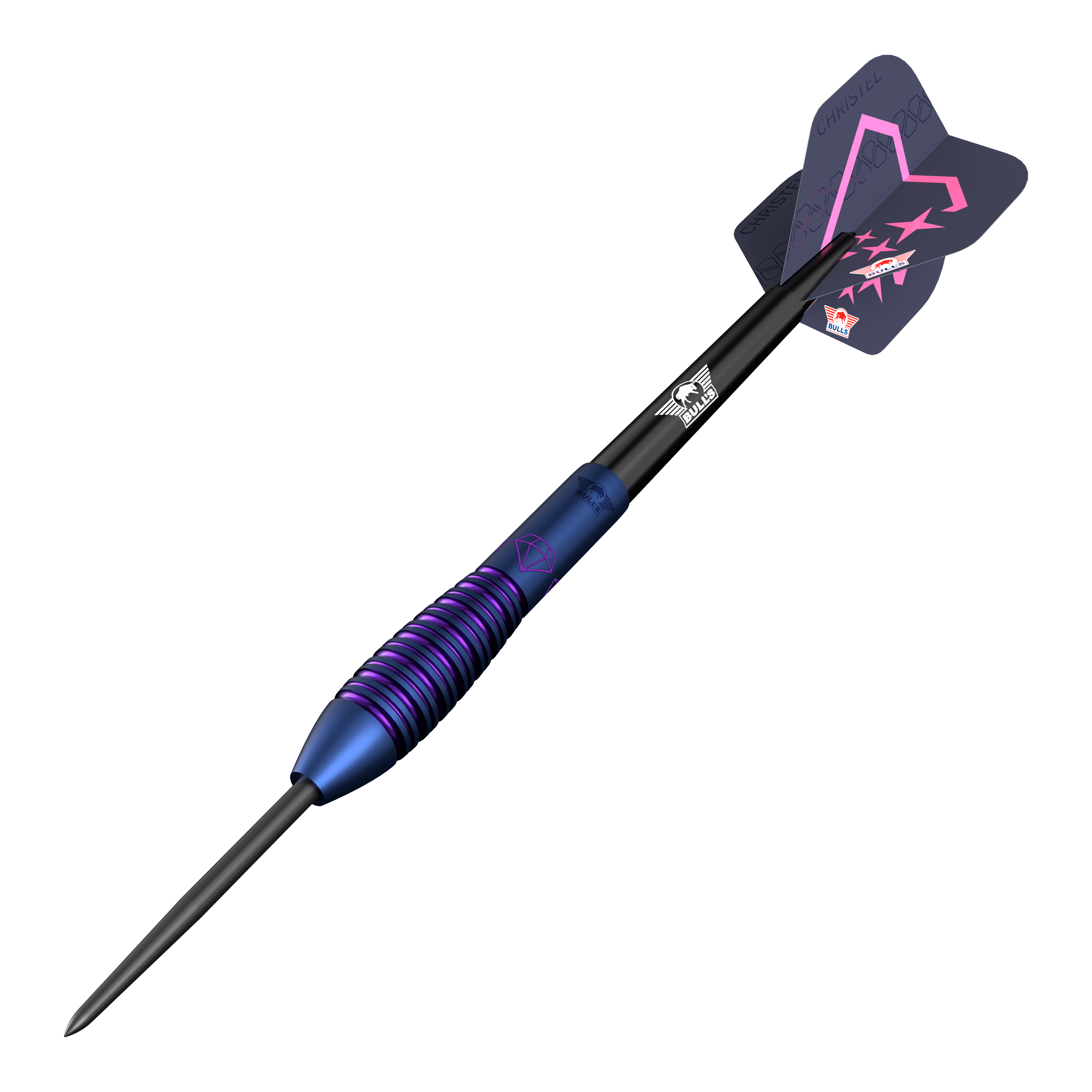 Bulls NL Christel Timmermans Satellite 90 steel darts 25g Das Bild zeigt die Bulls NL Christel Timmermans Satellite 90 Steeldarts 25g. Diese Darts eignen sich besonders für Turnierspieler.