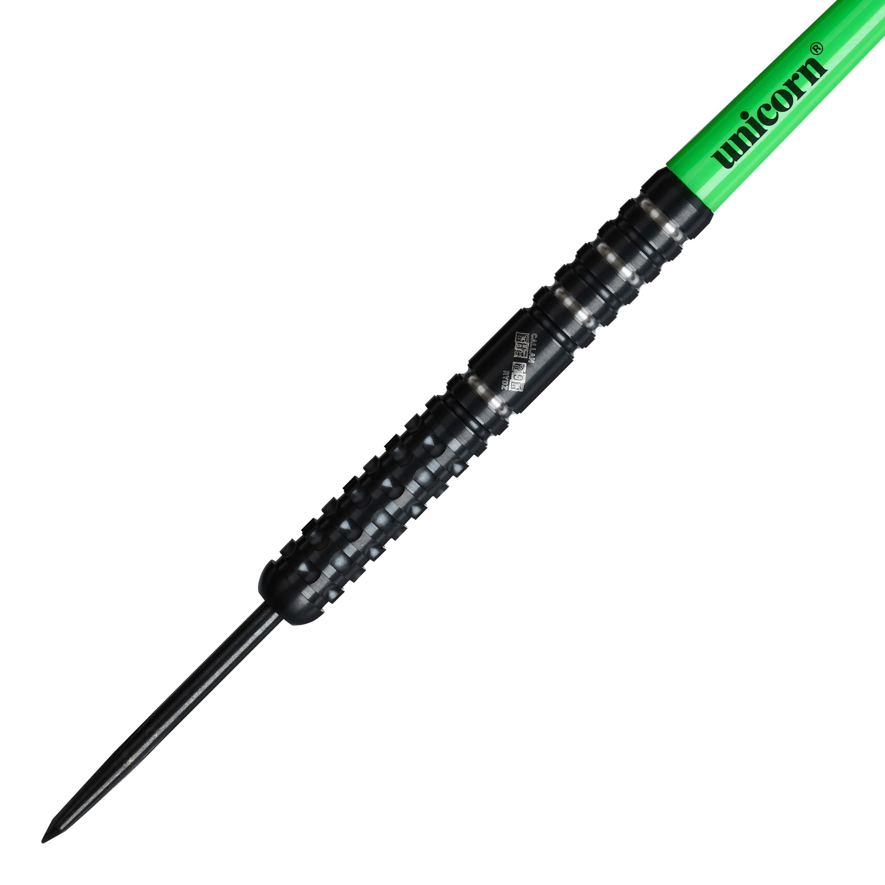 Unicorn Wraith Callan Rydz Steel Darts - 23g Hier sind die Unicorn Wraith Callan Rydz Steeldarts - 23g abgebildet. Man erkennt deutlich die Form und das Material des Produkts.