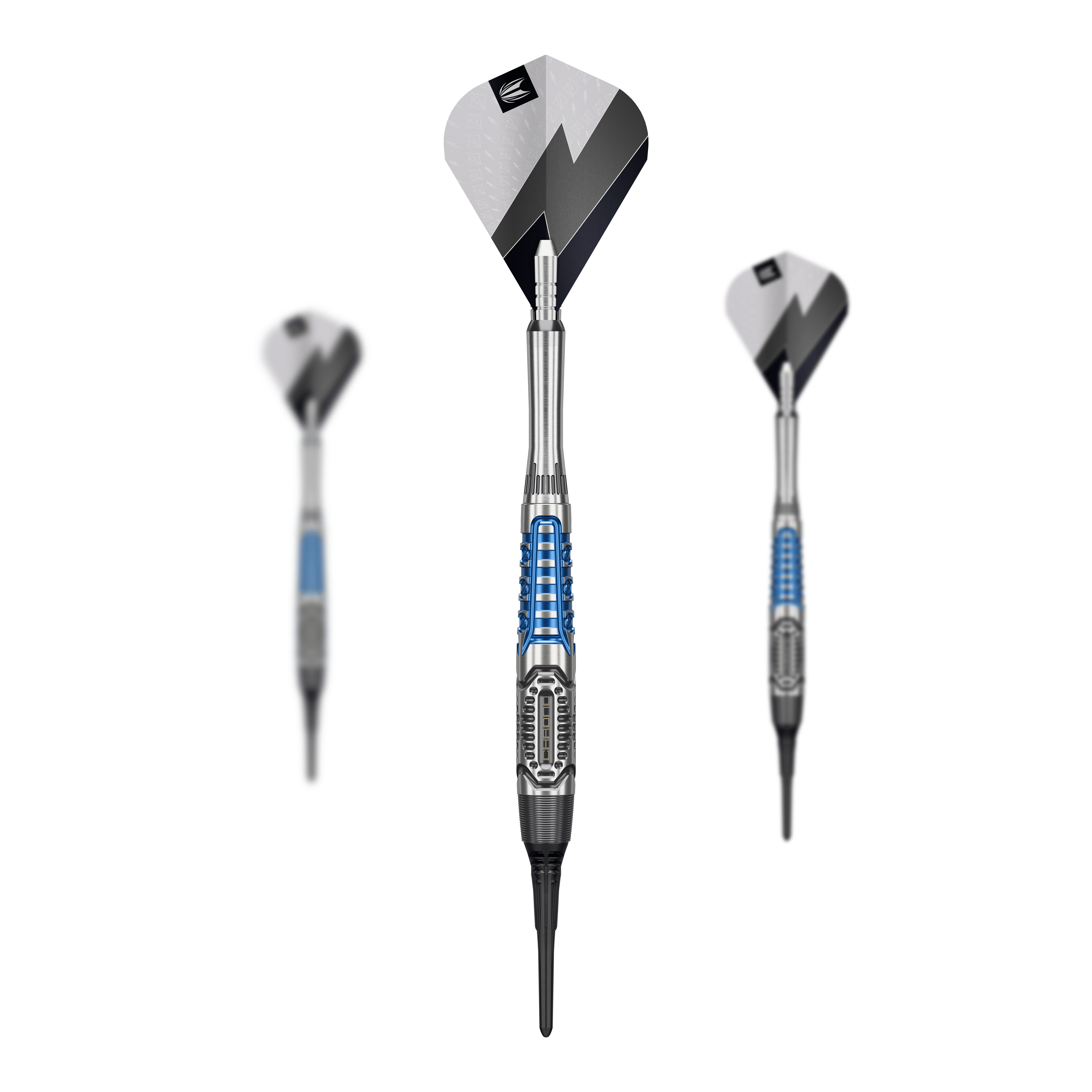 Target Phil Taylor Power X Chrono soft darts Das Bild zeigt die Target Phil Taylor Power X Chrono Softdarts. Diese Softdarts sind für elektronische Dartboards geeignet.