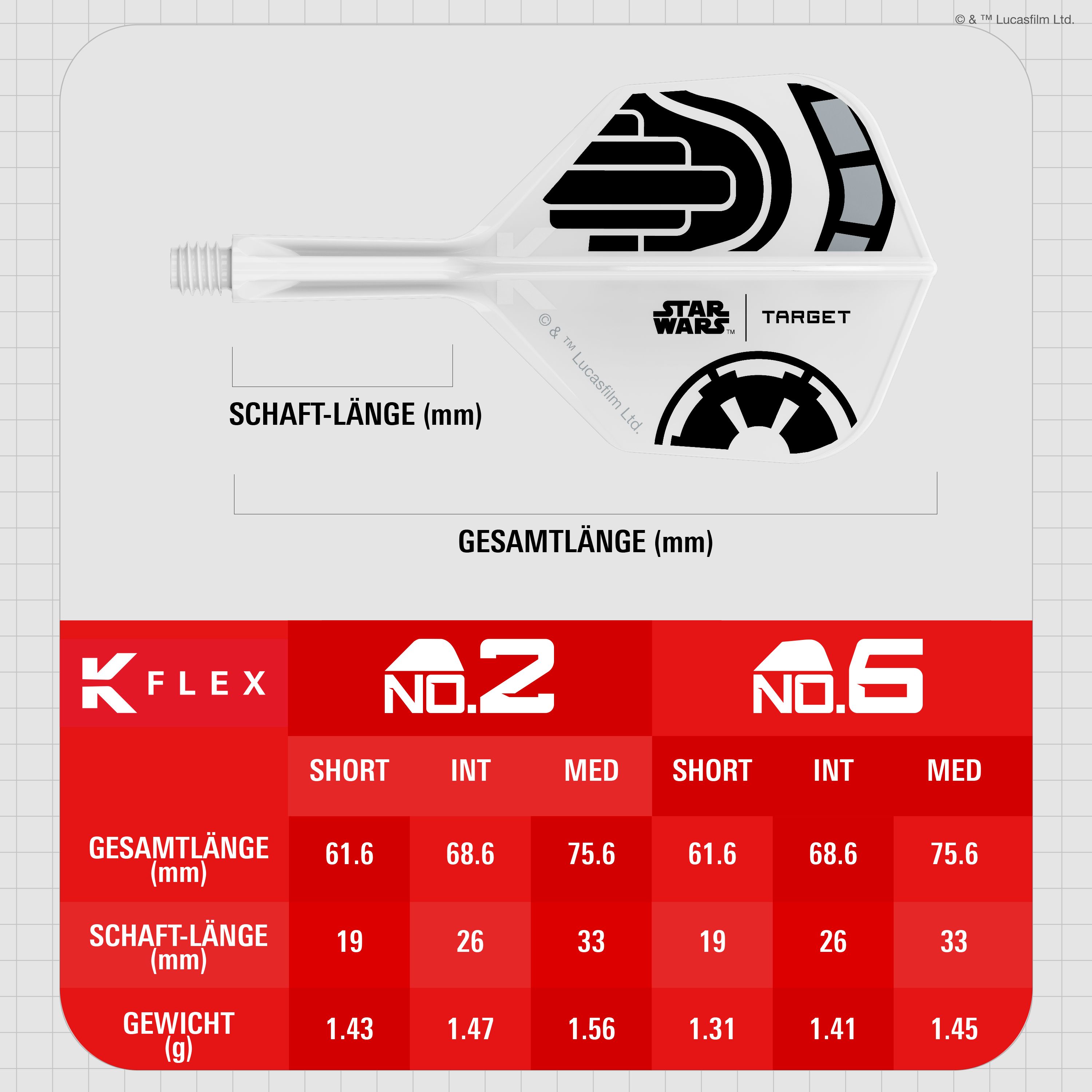 Target Star Wars K-Flex Stormtrooper No6 Flights Target Star Wars K-Flex Stormtrooper No6 Flights Hochwertige Dart-Flights mit Stormtrooper-Design. Perfekt für Star Wars Fans und Dartsportler.