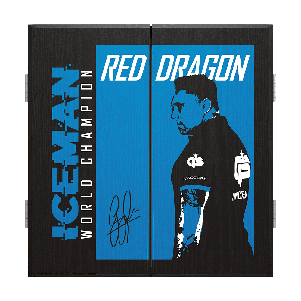 Red Dragon Gerwyn Price dartboard cabinet