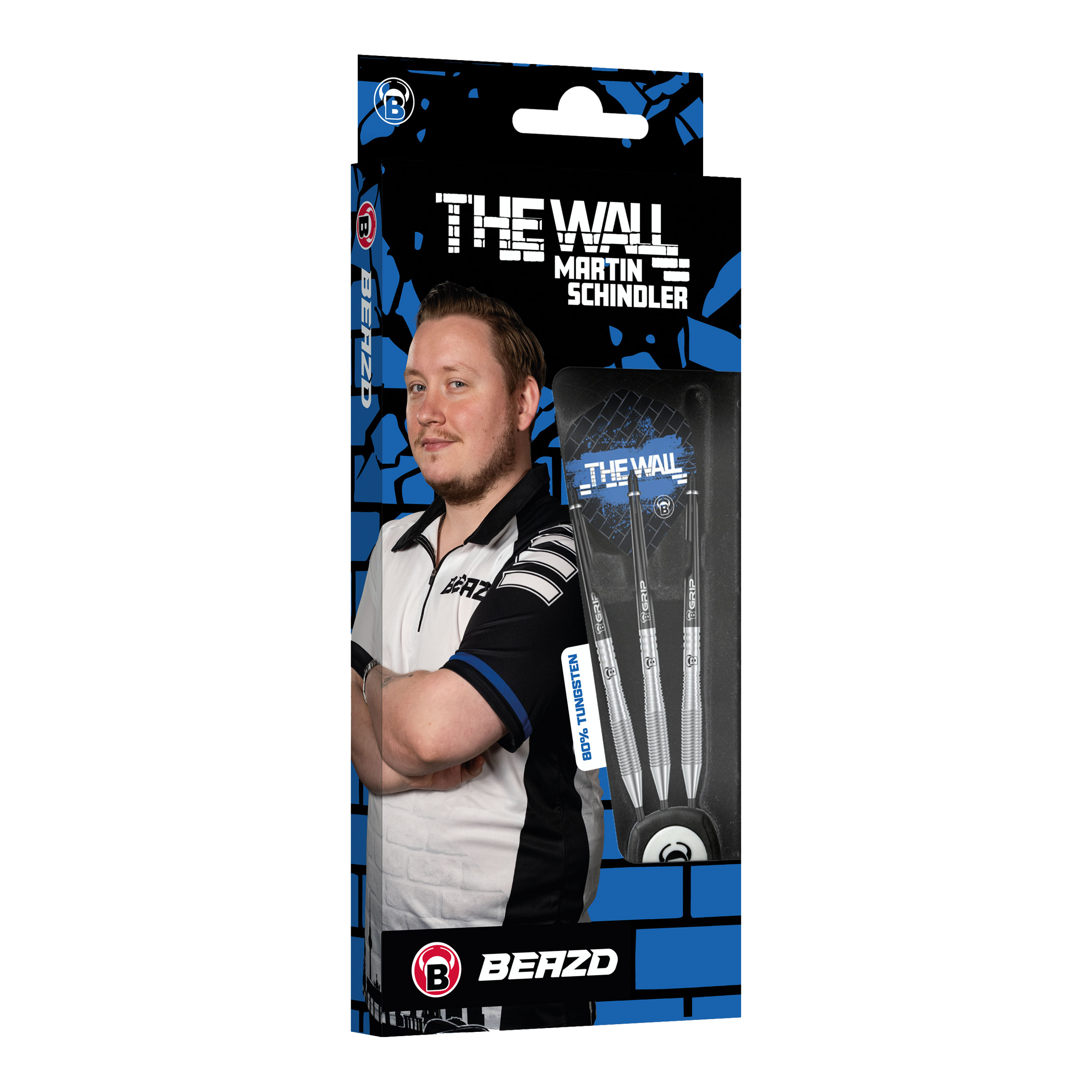 Beazd Martin Schindler TW80 Steeldarts sind auf diesem Bild zu sehen. Das Produkt wird in einer Nahaufnahme dargestellt.