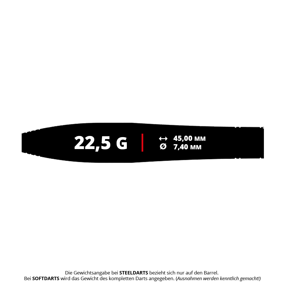 Das Bild zeigt die Caliburn Chord C3 Steeldarts mit 22,5 Gramm. Diese Pfeile sind für professionelle Dartspieler geeignet.
