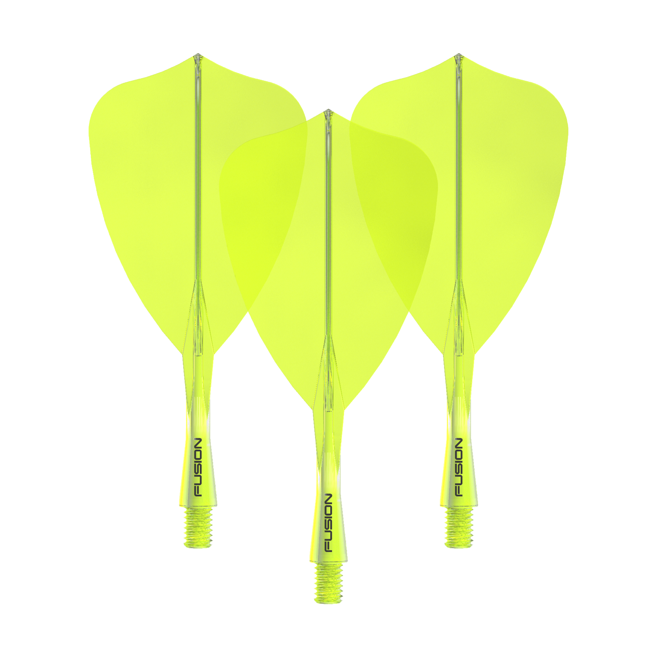 Winmau Fusion Flight Shaft System Arrow Neon Yellow Das Winmau Fusion Flight Shaft System Arrow Neon Yellow 22mm Set ist auf dem Bild zu sehen. Es besteht aus gelben Dart-Flights und -Schäften.