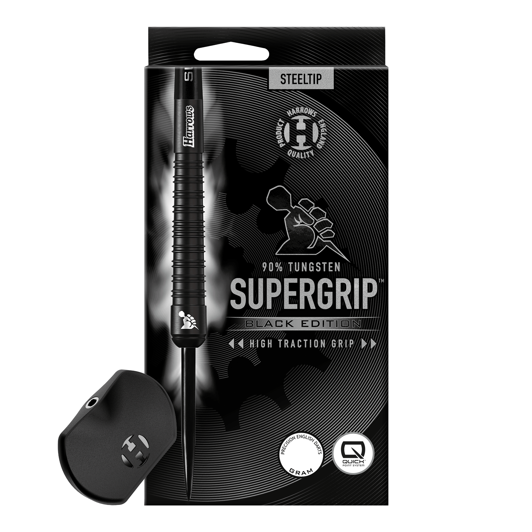 Harrows Supergrip 90 Black Edition Quick Point Steel Darts Harrows Supergrip 90 Black Edition Quick Point Steel Darts