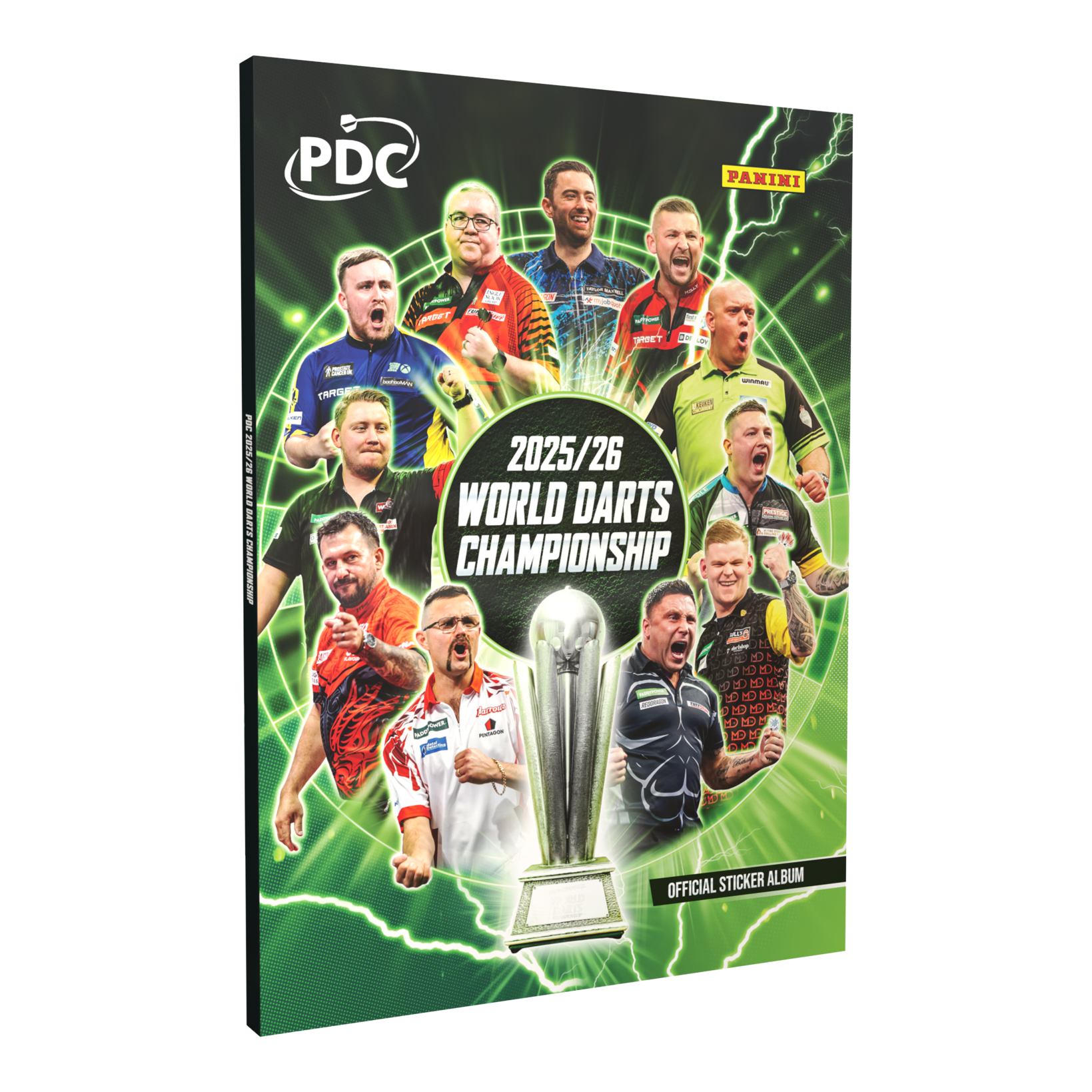 Panini PDC World Darts Championship 2025/26 - Official Sticker Hardcover Collector's Album Das Produkt zeigt das Panini PDC World Darts Championship 2025/26 - Official Sticker Hardcover Sammelalbum. Es ist ein offizielles Sammelalbum für Dart-Sticker.