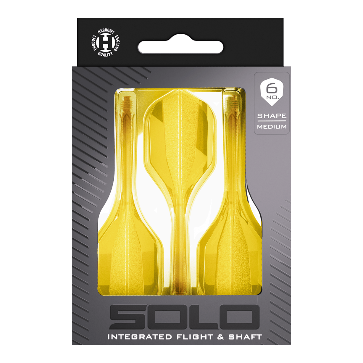 Harrows Solo No6 Flight Shaft System - Yellow Zu sehen ist das Harrows Solo No6 Flight-Shaft-System in Gelb. Die Farbvariante hebt sich deutlich von der Standardversion ab.