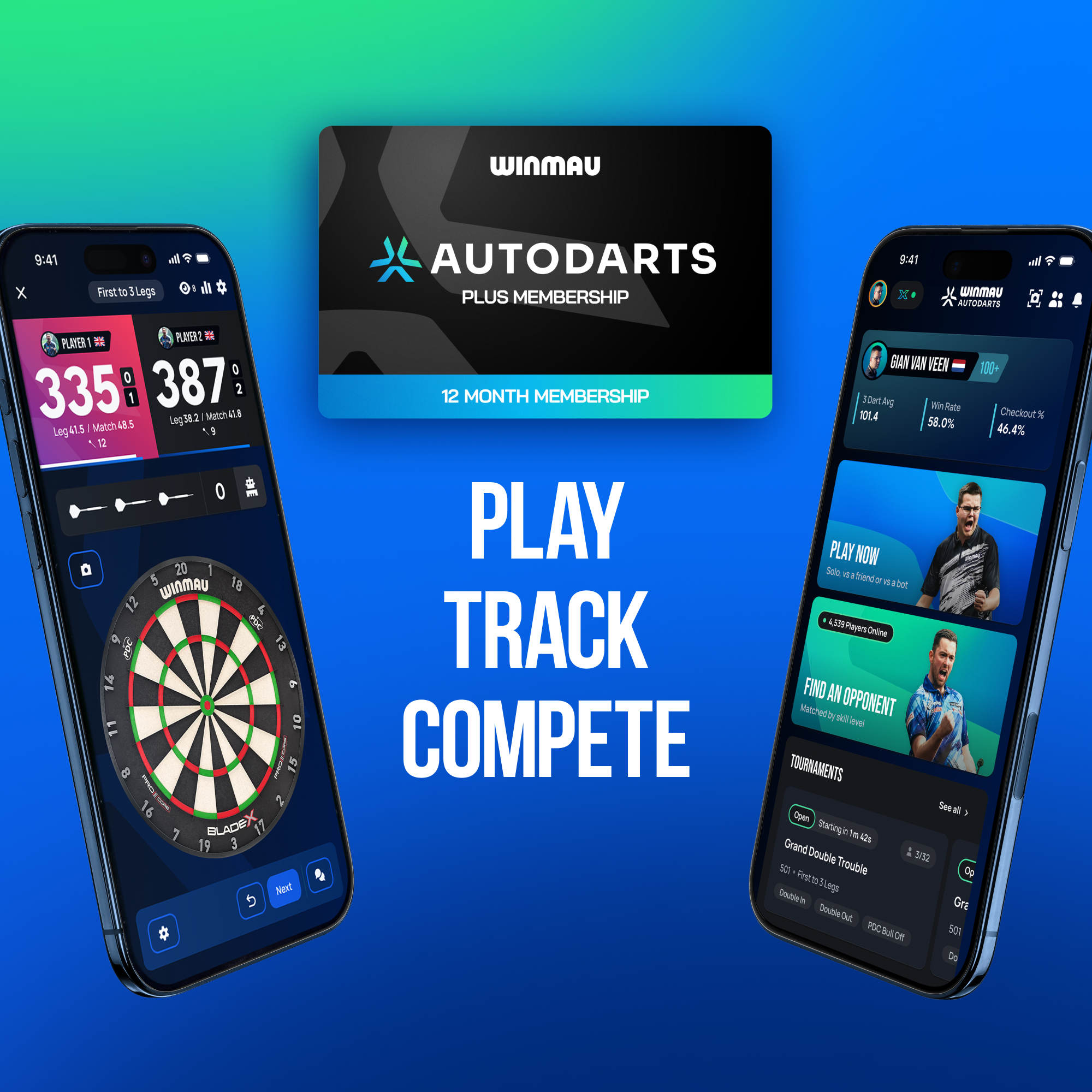 Winmau Autodarts Device Stand & 12 Months Membership Bundle Abgebildet ist das Winmau Device Stand & 12 Monate Membership Bundle. Das Set umfasst einen Ständer und eine 12-monatige Mitgliedschaft für Dartspieler.