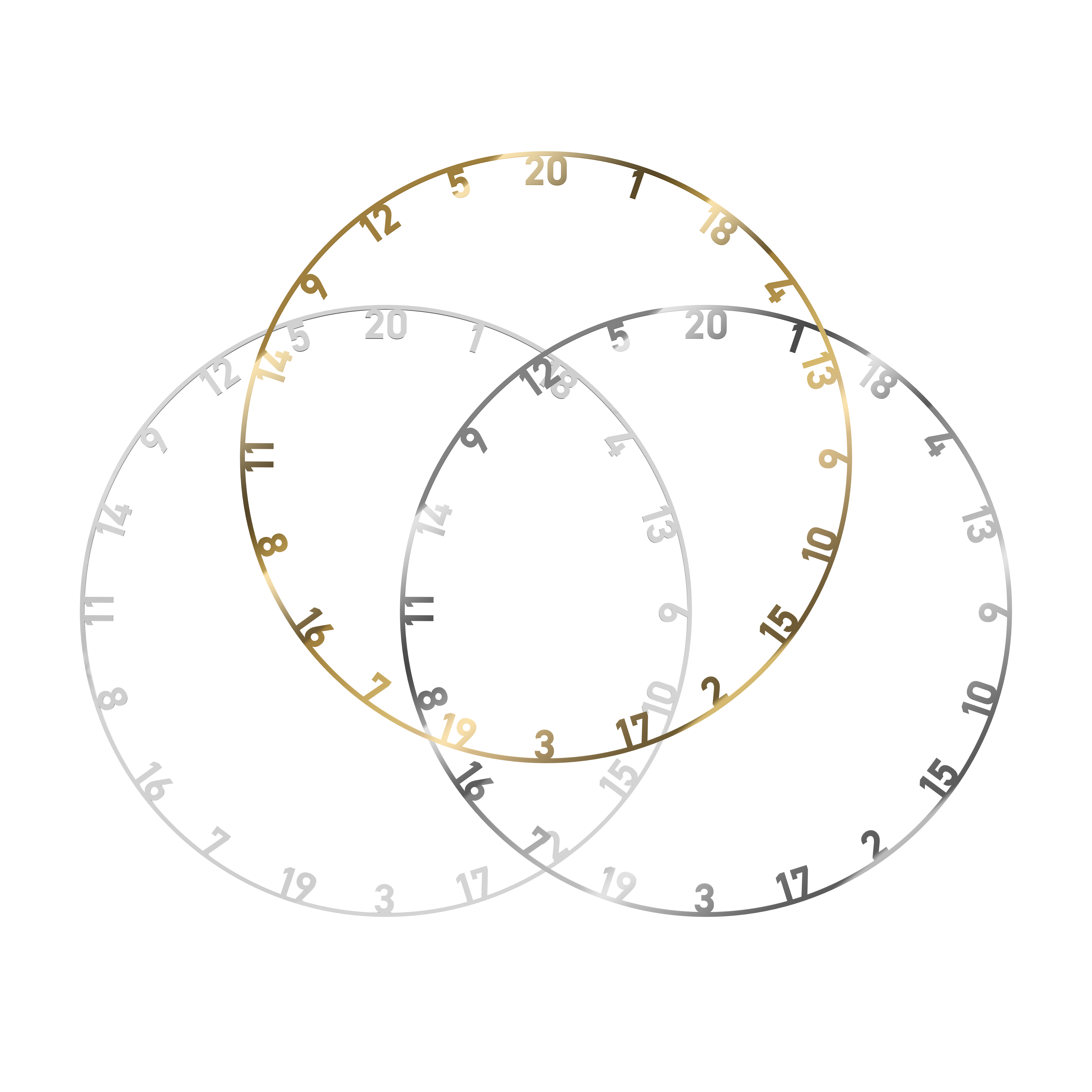 Bulls NL Steeldartboard Zahlenring 3-er Set - Gold Silber Weiß