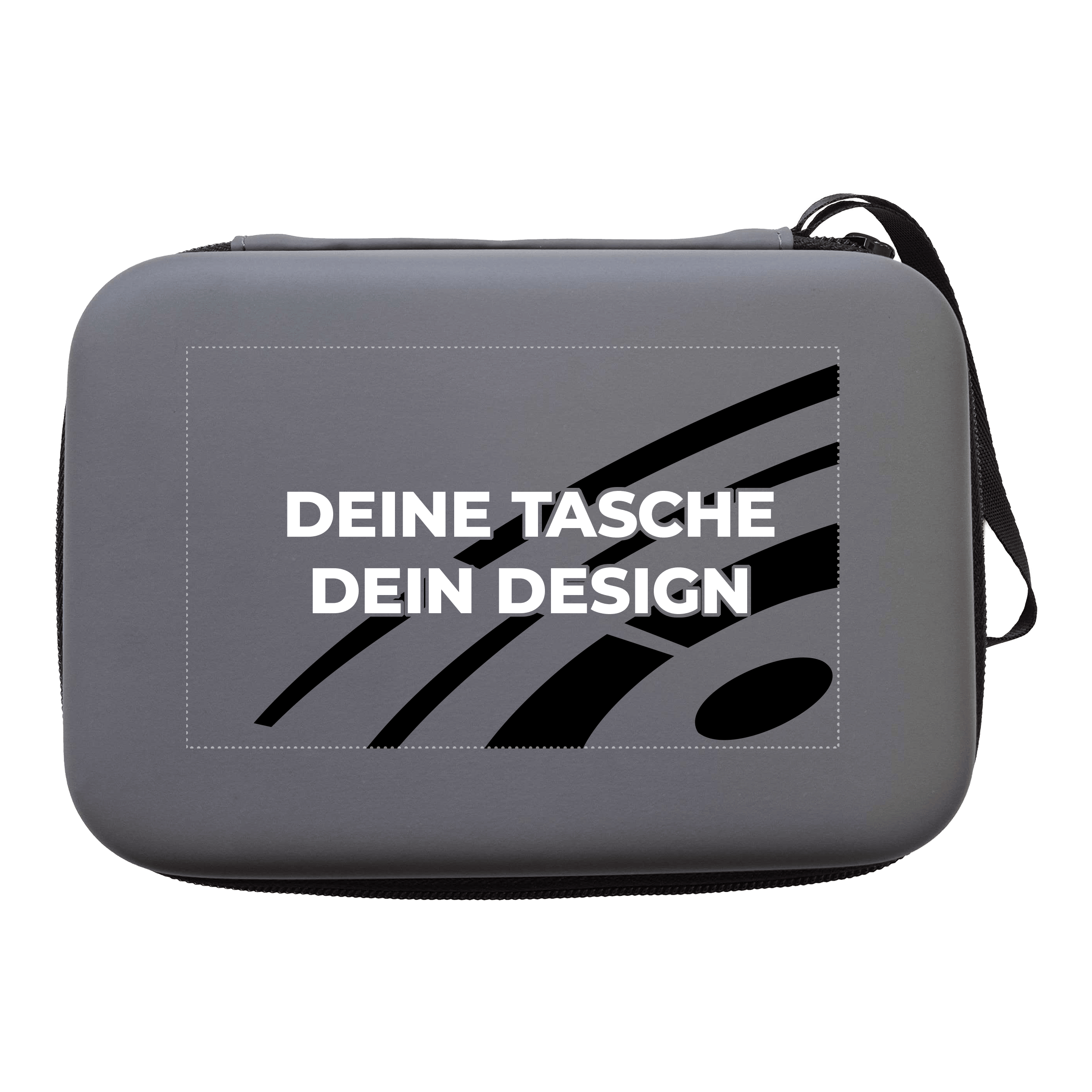 System-4 dart case with your design Das Foto zeigt ein McDart System4 Dartcase in Grau. Das Etui ist teilweise geöffnet und gibt einen Einblick ins Innere.