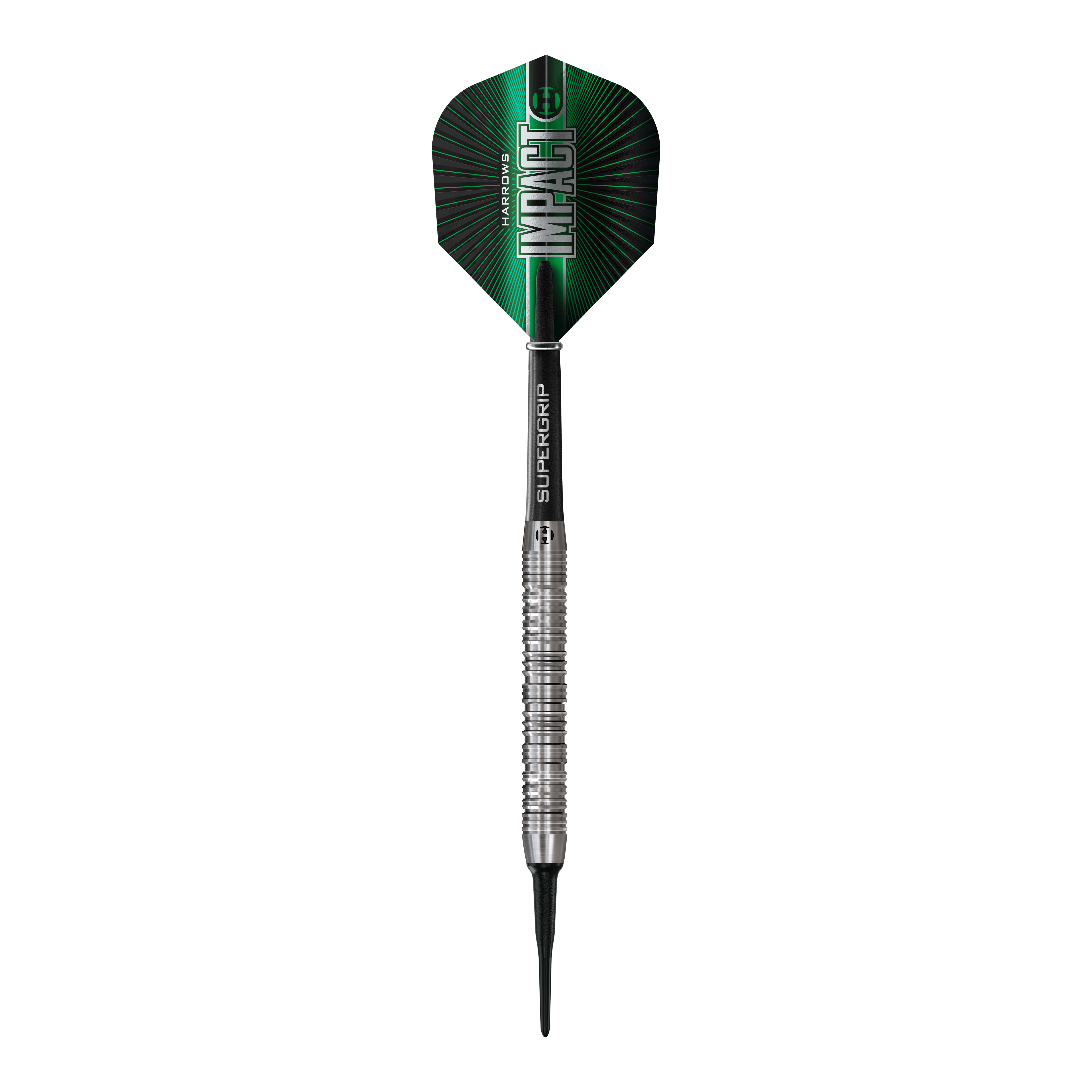 Harrows Impact Softdarts sind auf diesem Bild abgebildet. Die Softdarts sind in Nahaufnahme zu sehen.
