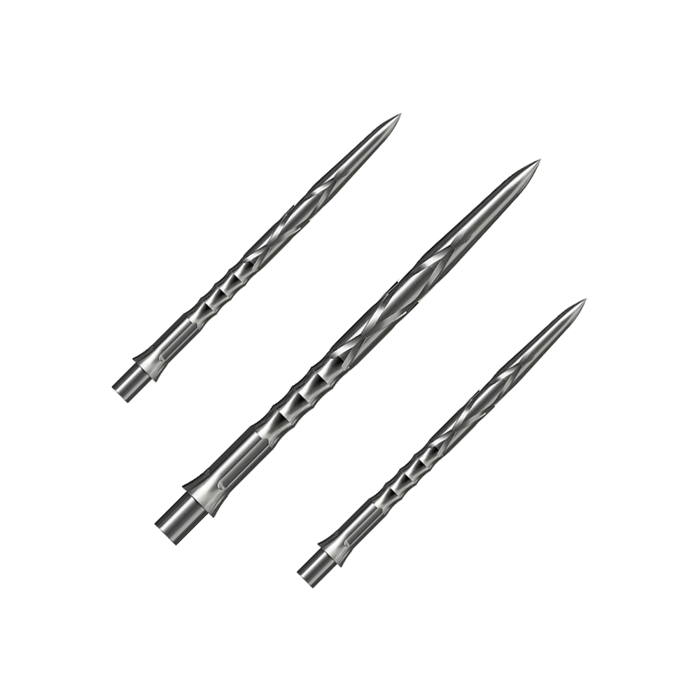 Caliburn System steel dart tips - HAN G2 - Silver Das Bild zeigt Steeldartspitzen des Caliburn Evo Systems in Silber, 36mm. Die Spitzen sind für Steeldarts geeignet.